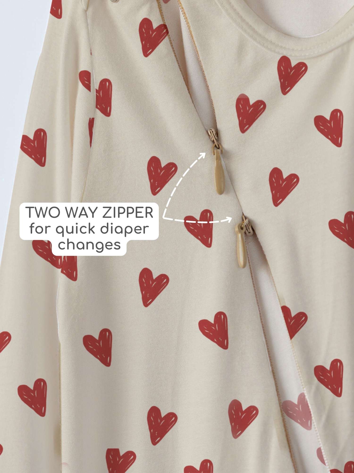bamboo footed sleepsuit - valentine edit