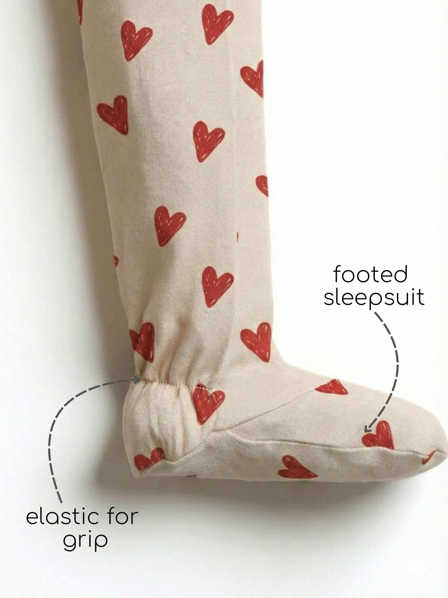 bamboo footed sleepsuit - valentine edit