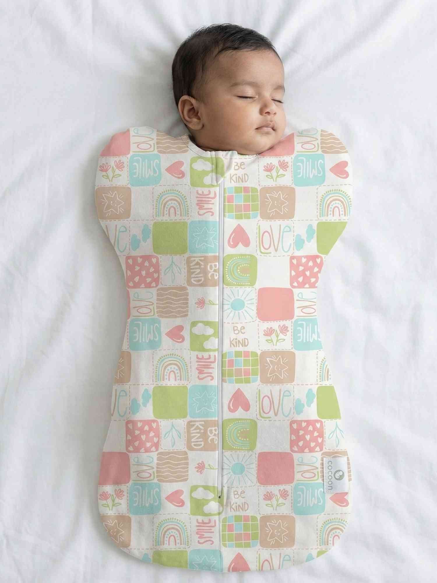 bamboo hands up swaddle pod for baby - prints