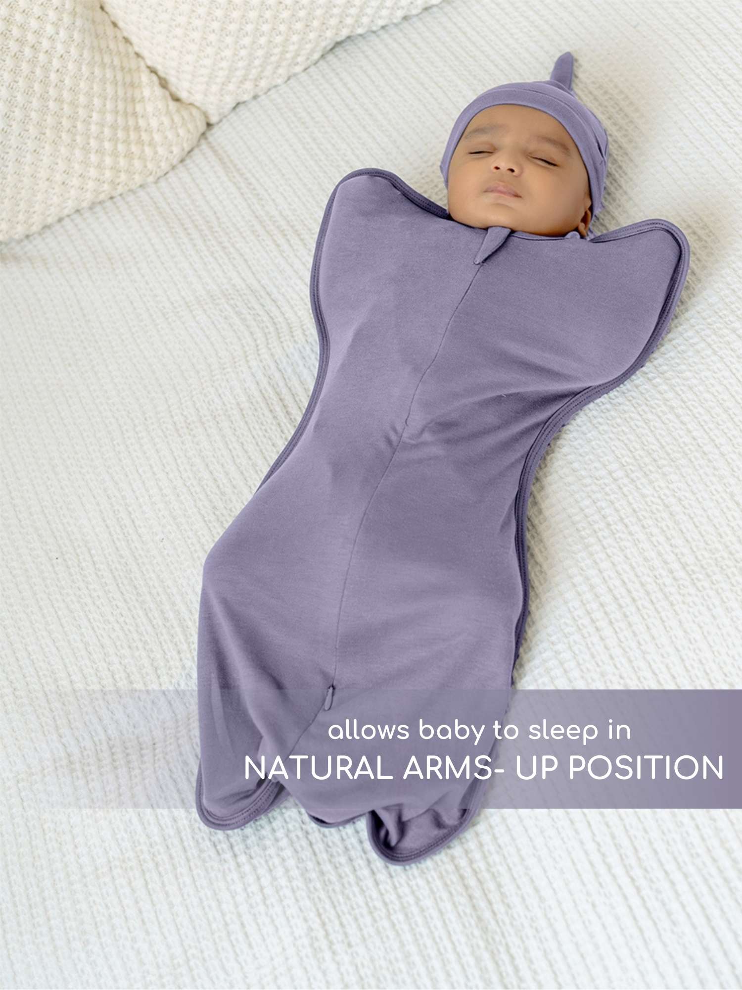 bamboo hands up swaddle pod for baby - solid colours