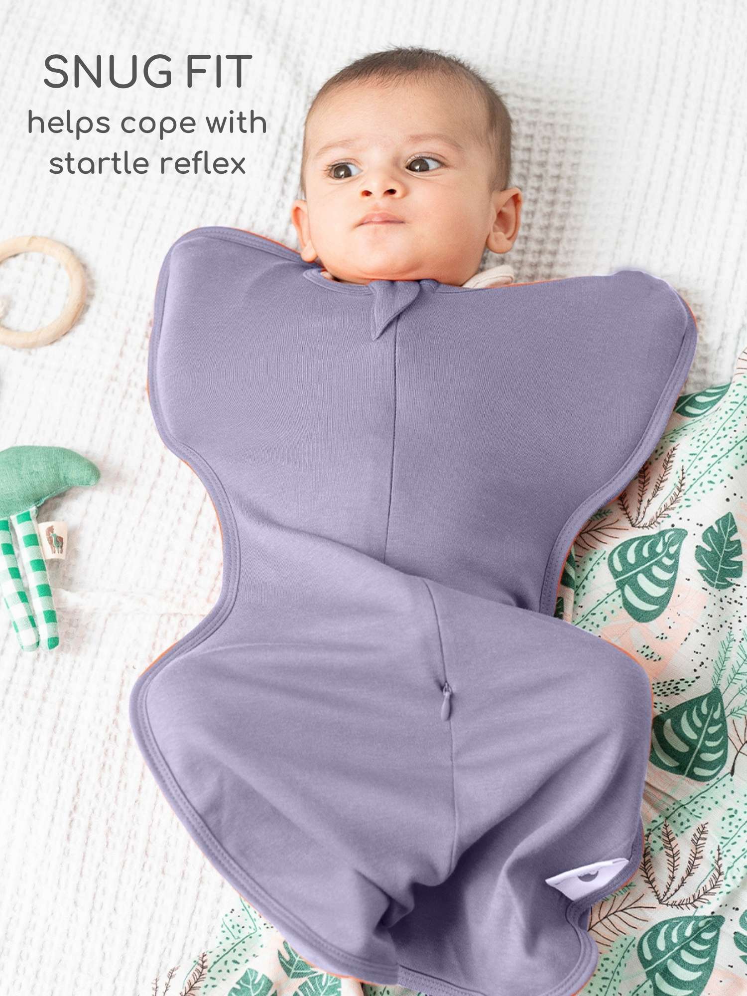bamboo hands up swaddle pod for baby - solid colours