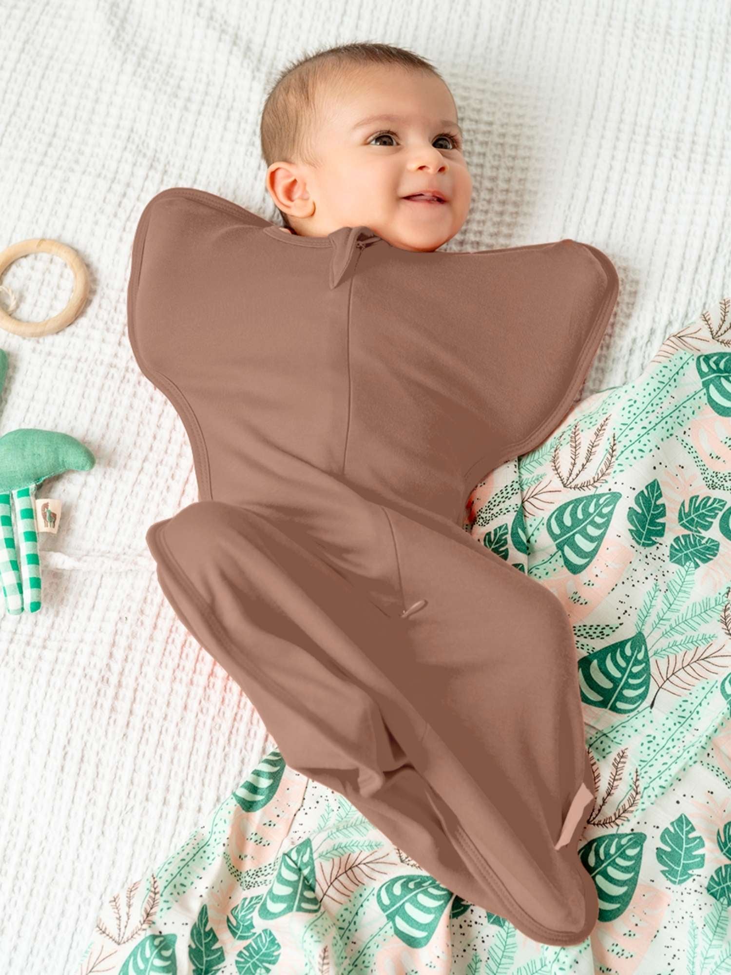 bamboo hands up swaddle pod for baby - solid colours