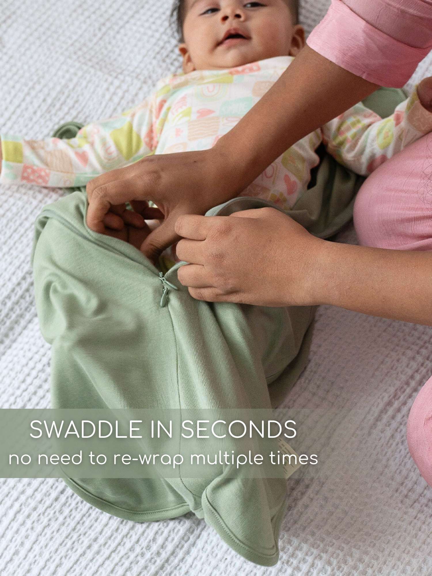 bamboo hands up swaddle pod for baby - solid colours