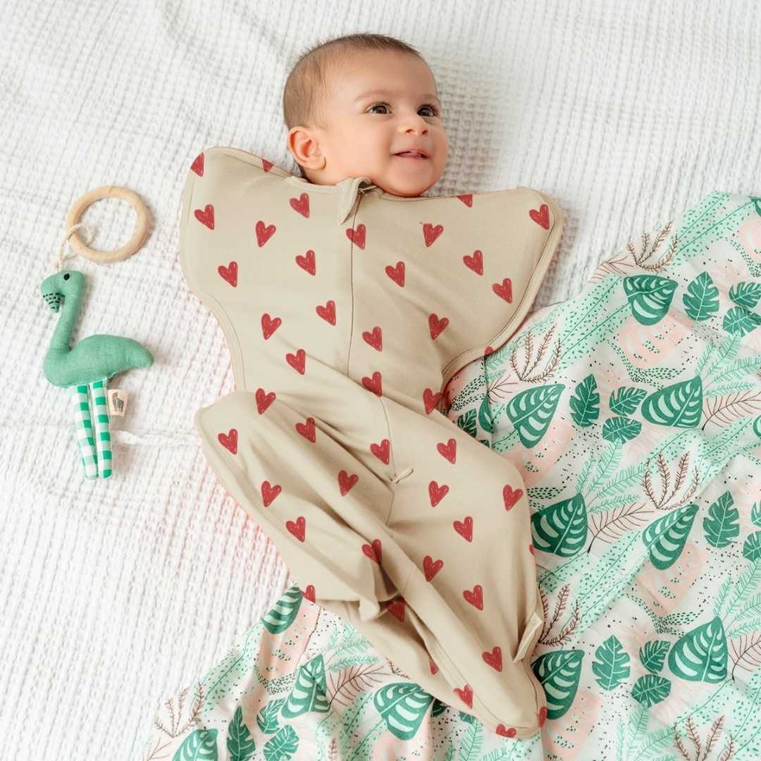 bamboo hands up swaddle pod for baby - prints