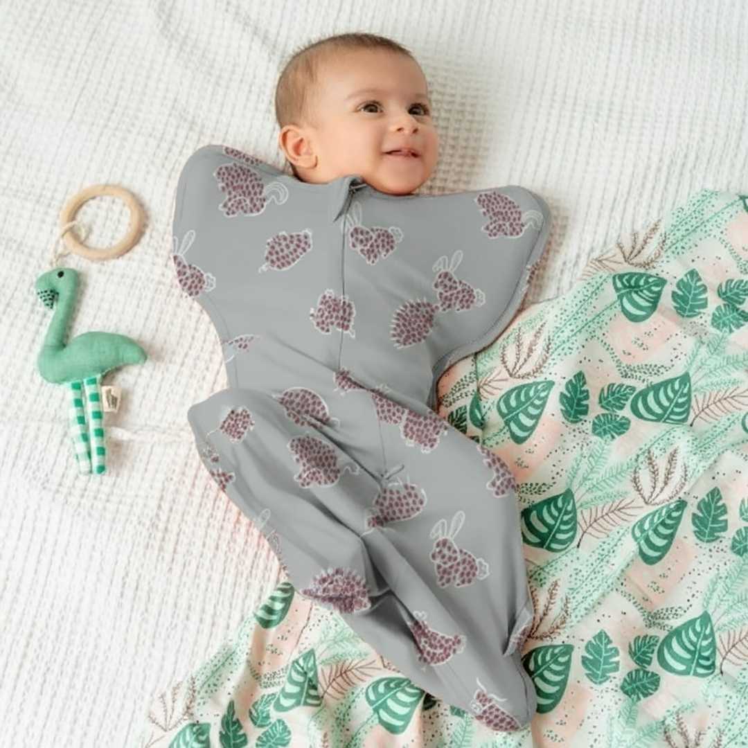 bamboo hands up swaddle pod for baby - prints
