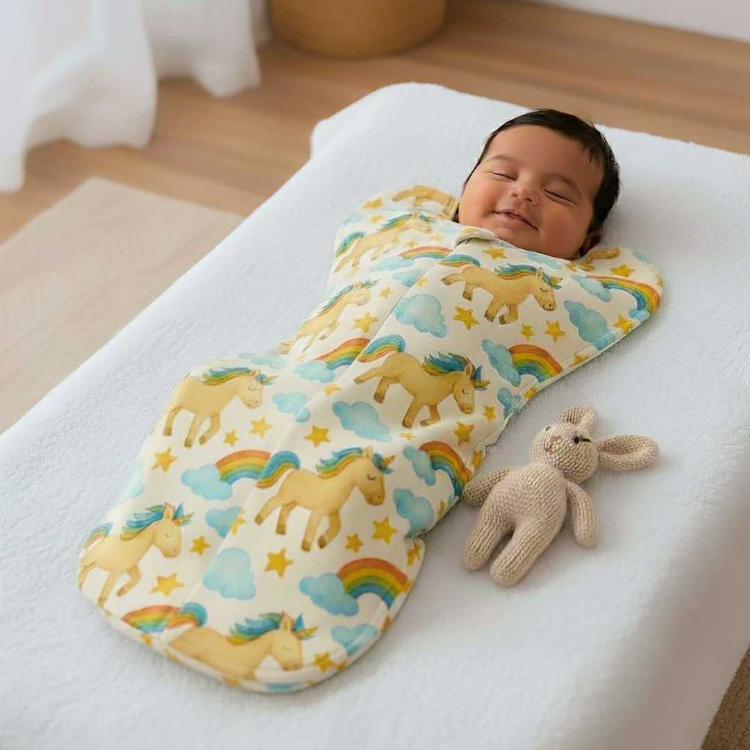 bamboo hands up swaddle pod for baby - prints