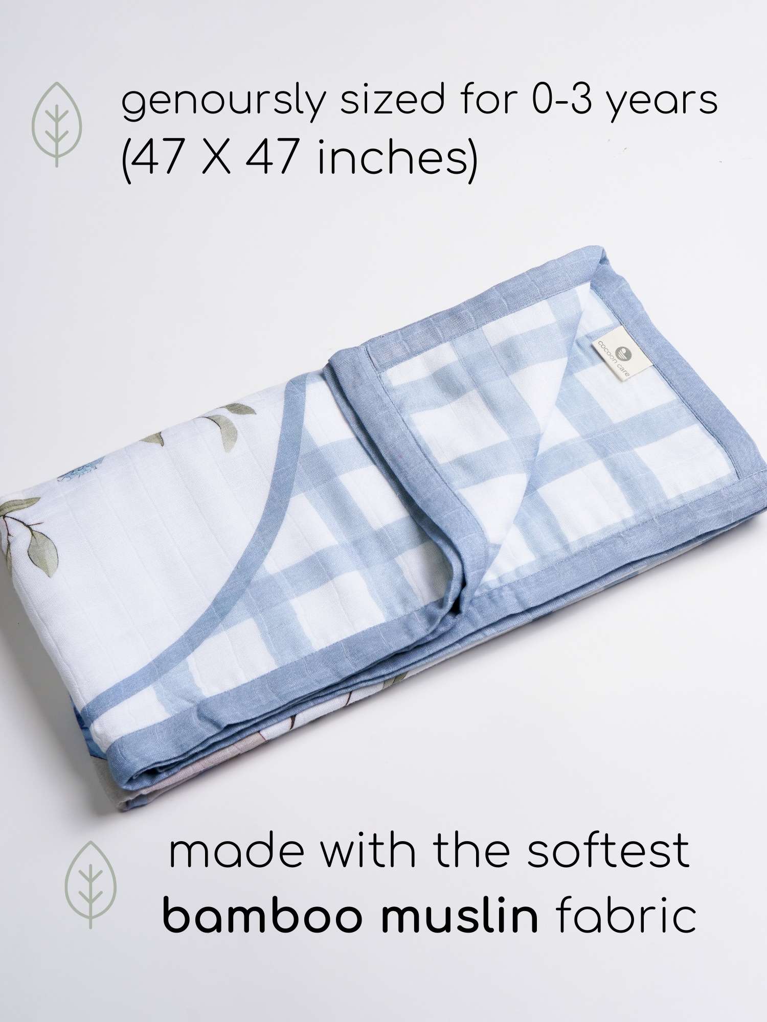 bamboo muslin baby blanket - placement print