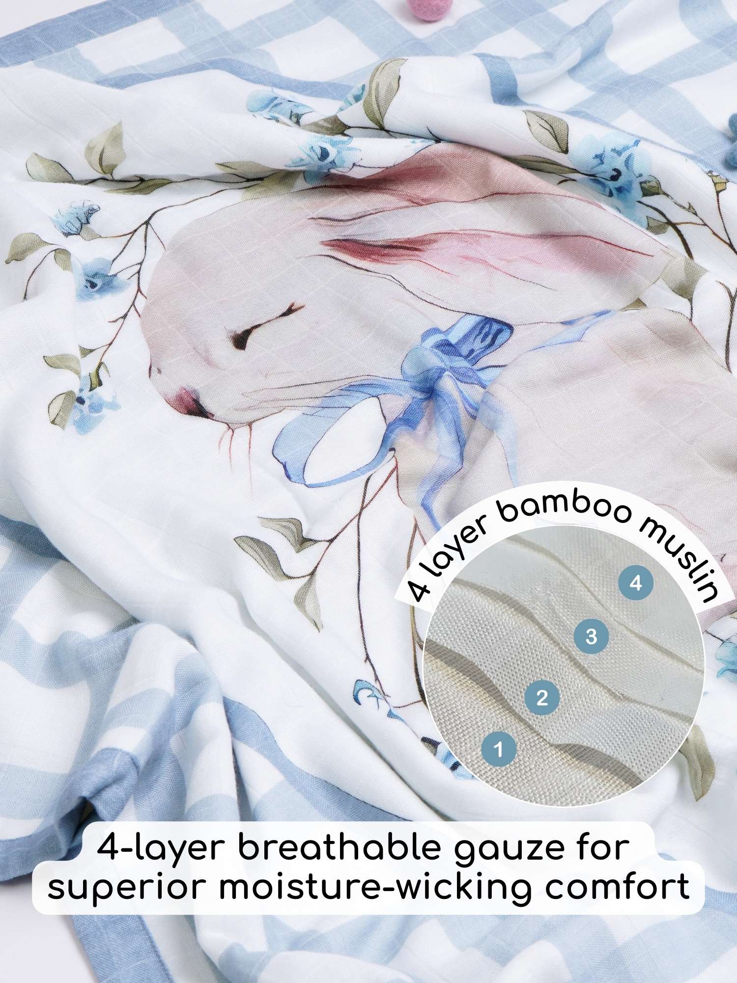 bamboo muslin baby blanket - placement print