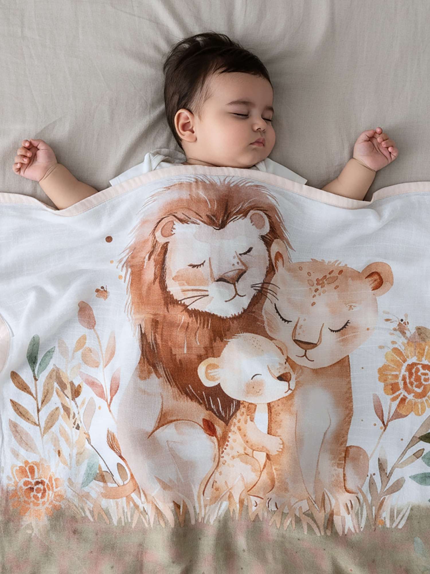 bamboo muslin baby blanket - placement print