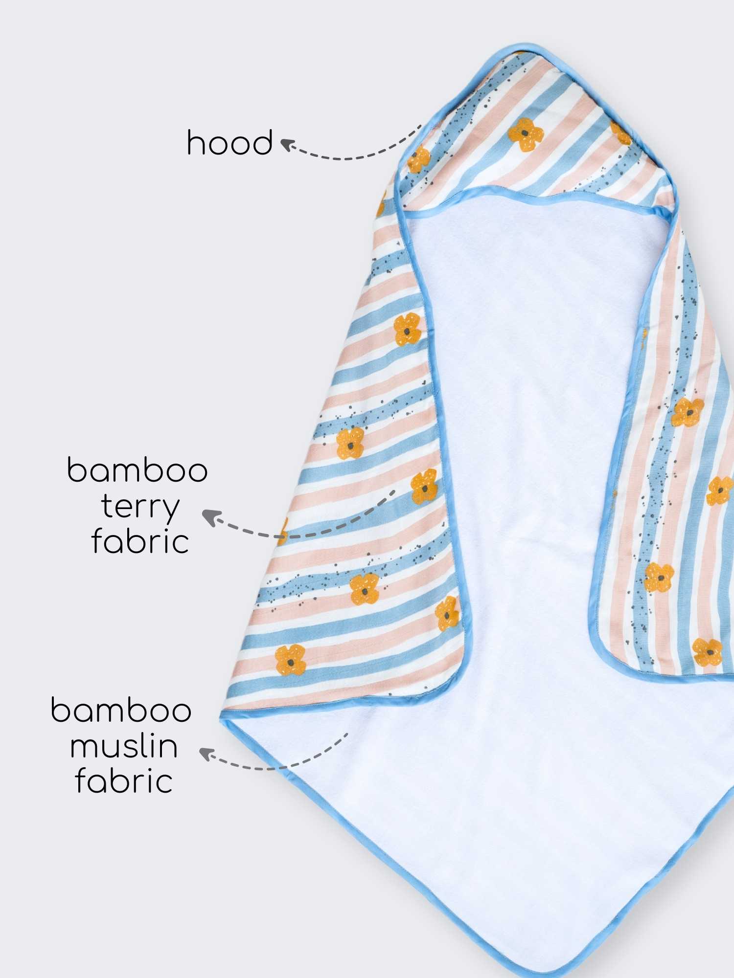 bamboo muslin + terry hooded towel - abstract world