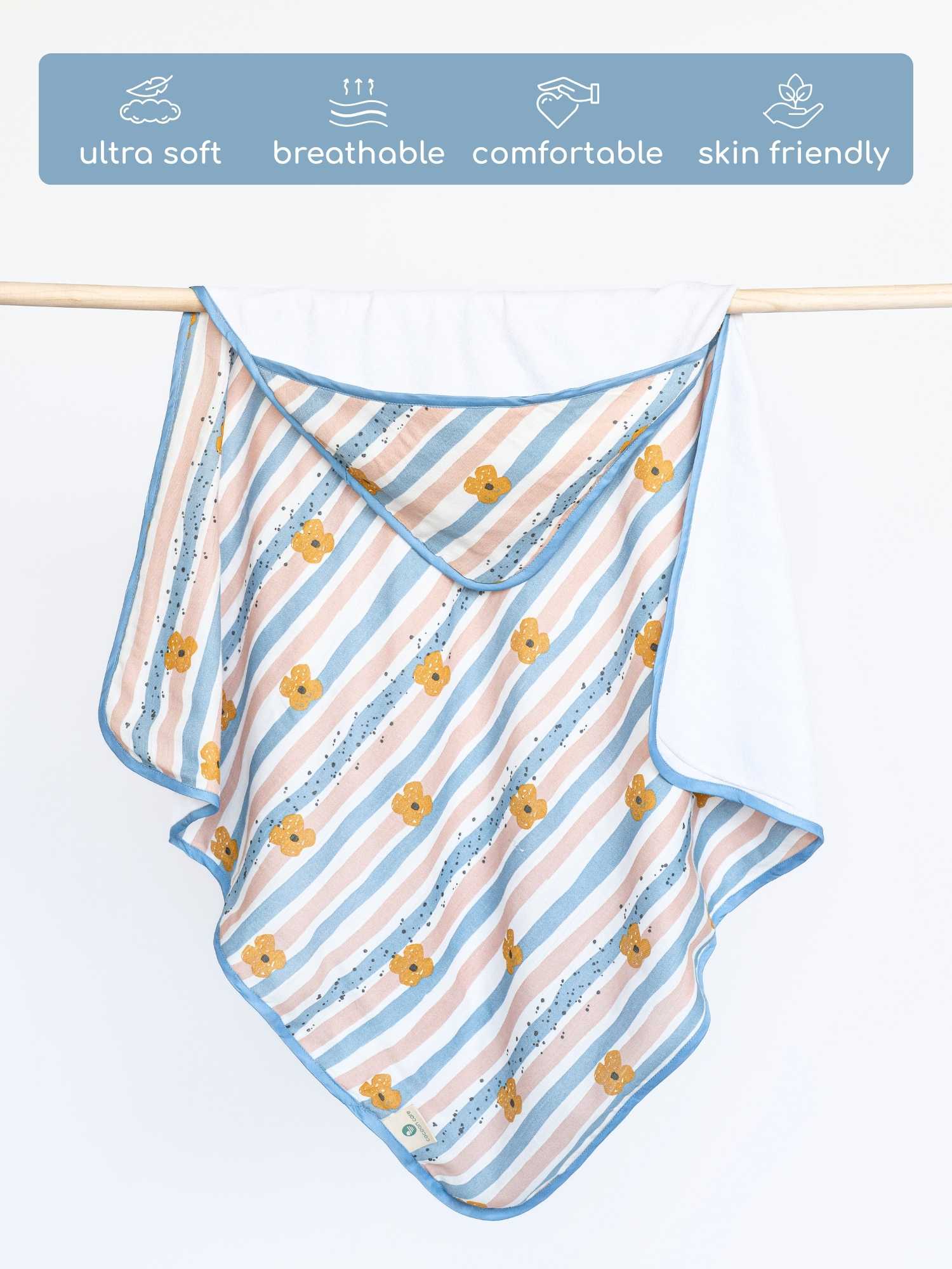 bamboo muslin + terry hooded towel - abstract world