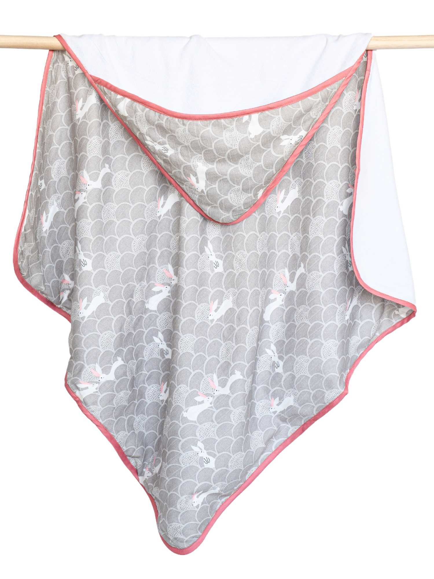 bamboo muslin + terry hooded towel - abstract world