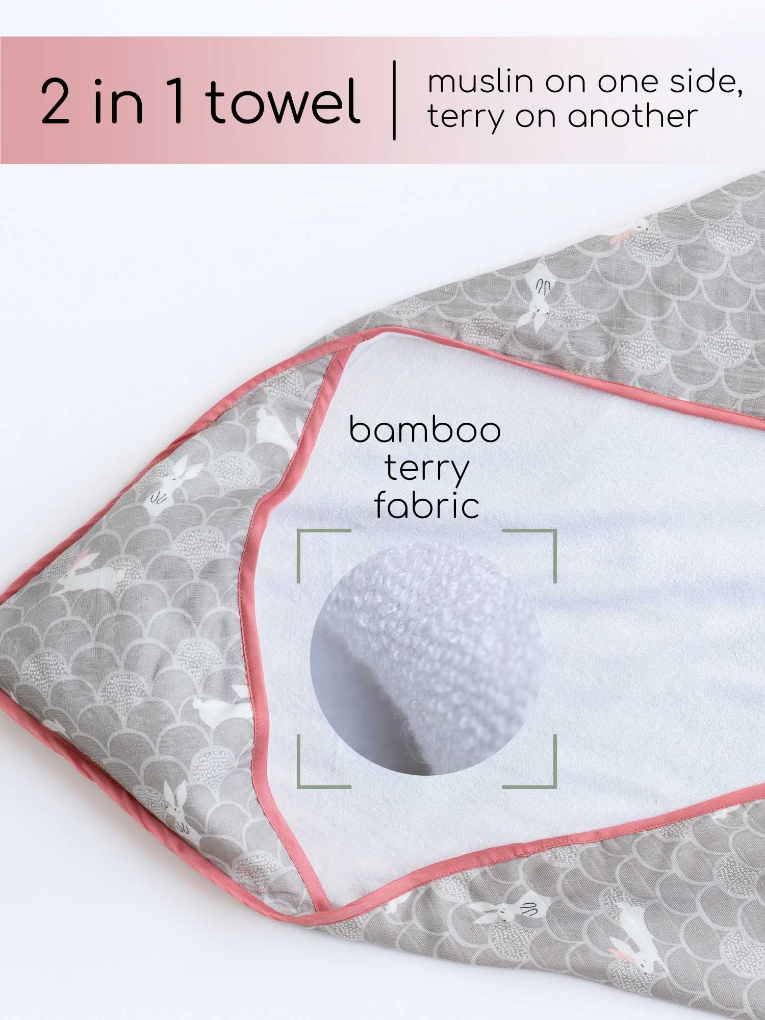 bamboo muslin + terry hooded towel - abstract world