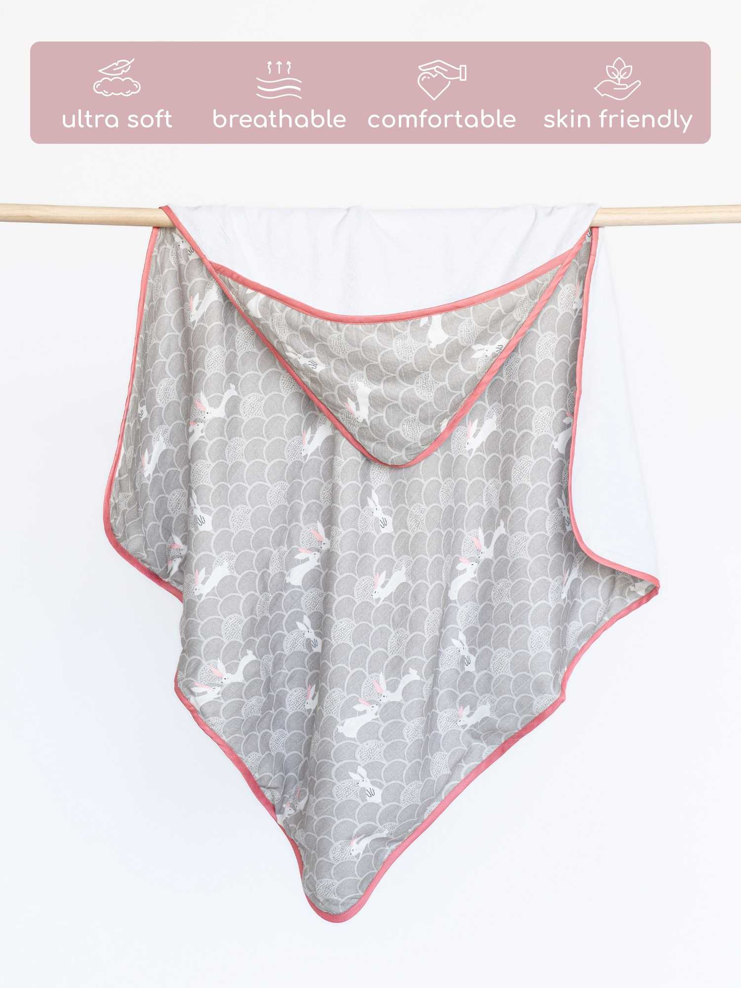 bamboo muslin + terry hooded towel - abstract world