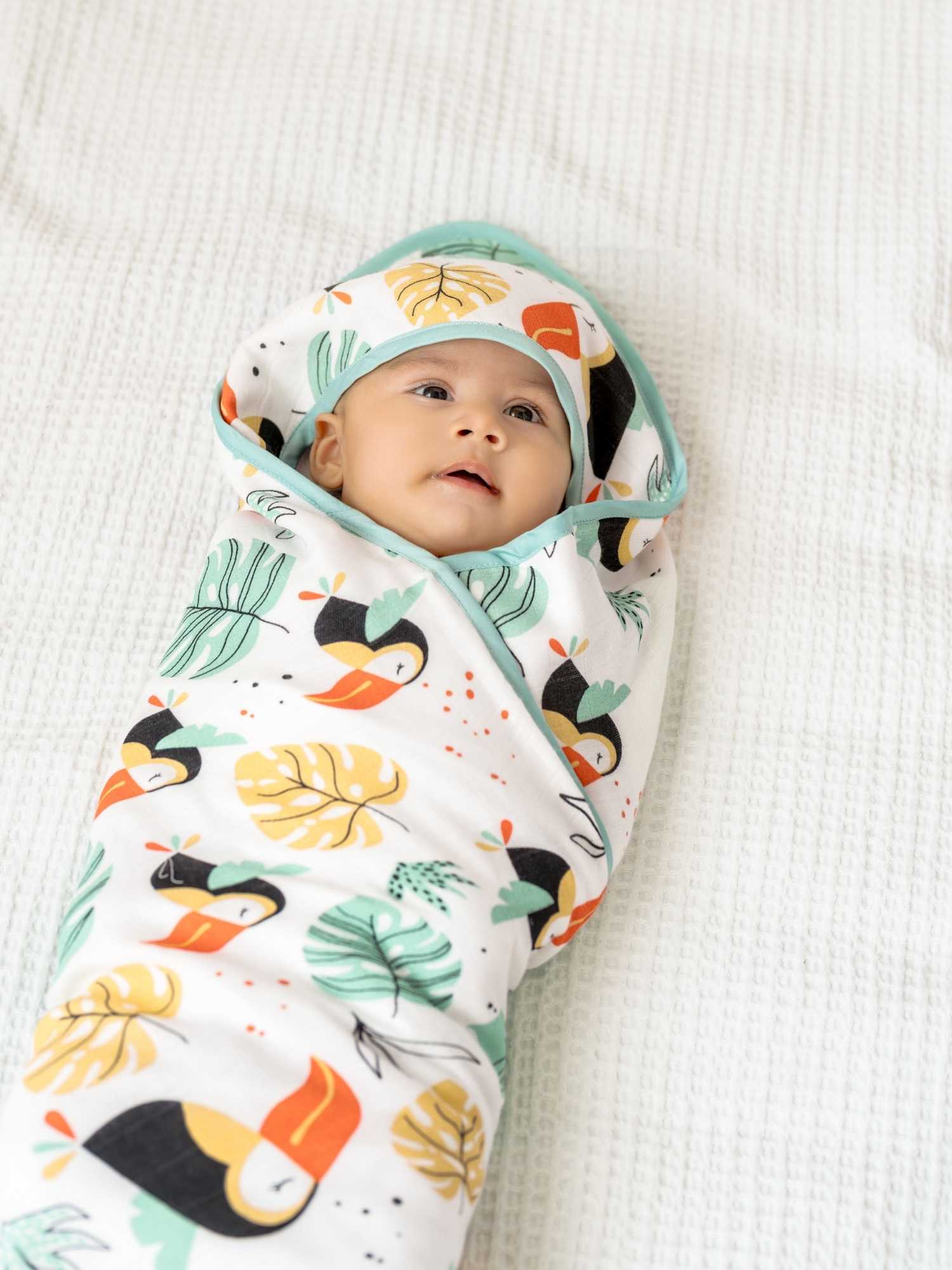 bamboo muslin + terry hooded towel - into the wild