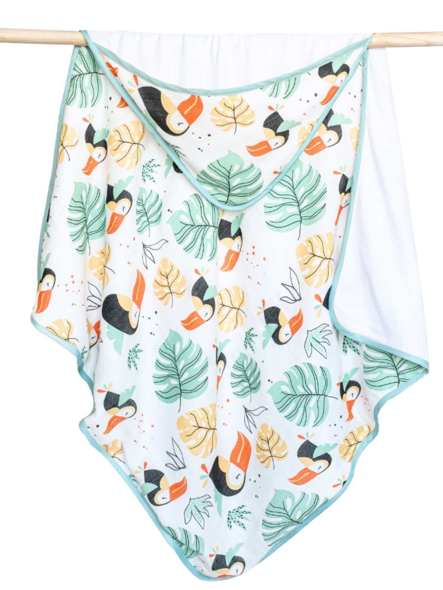 bamboo muslin + terry hooded towel - into the wild