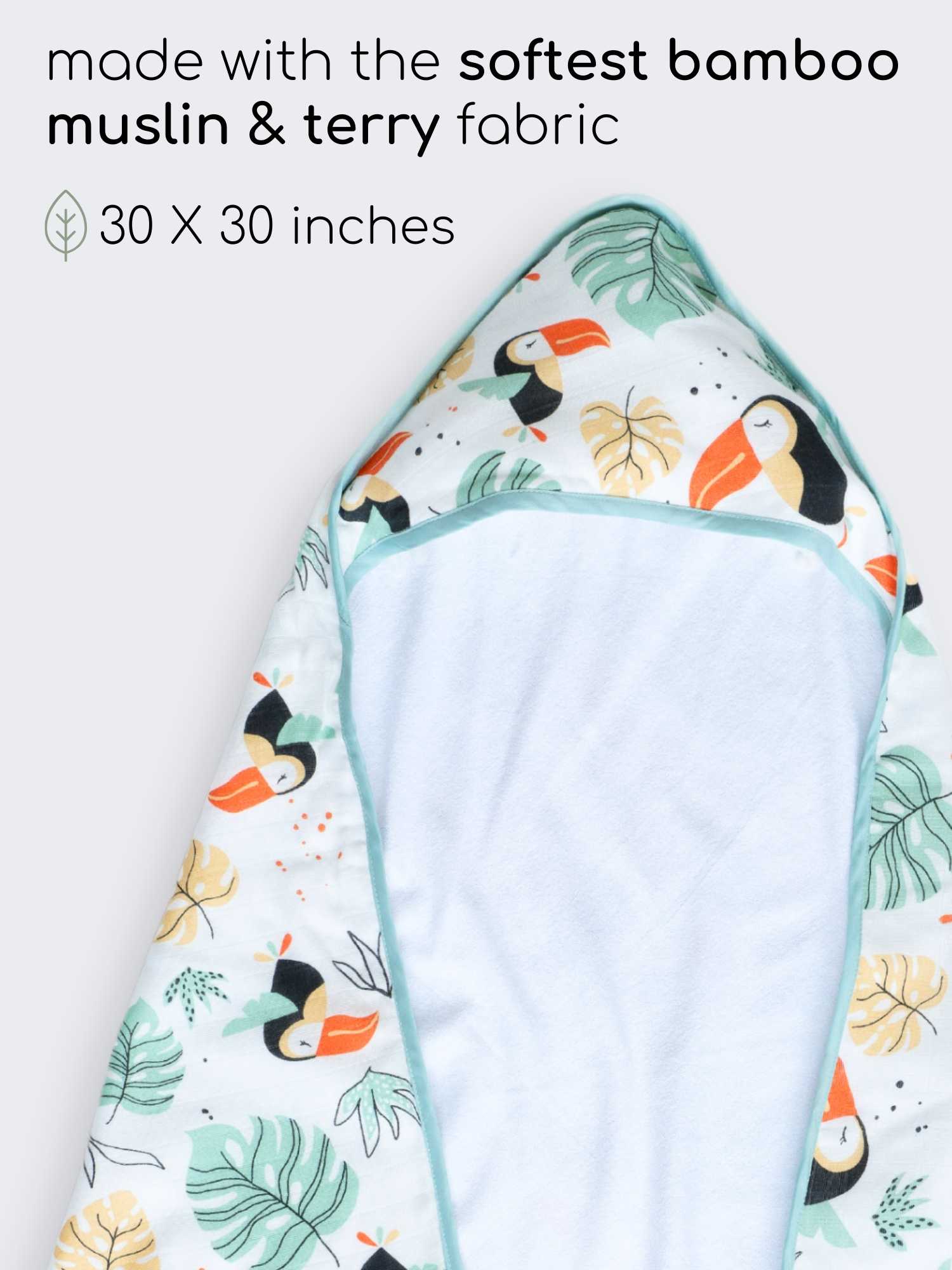 bamboo muslin + terry hooded towel - into the wild