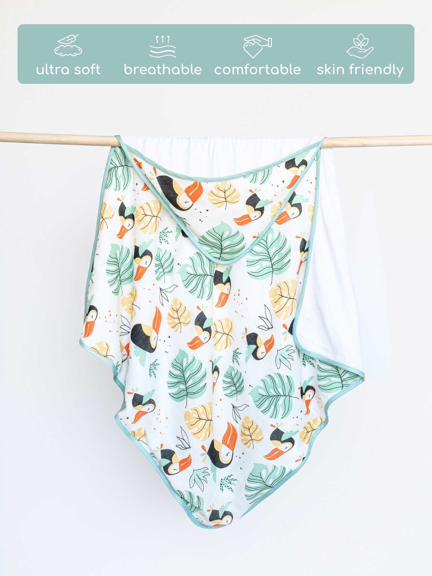 bamboo muslin + terry hooded towel - into the wild