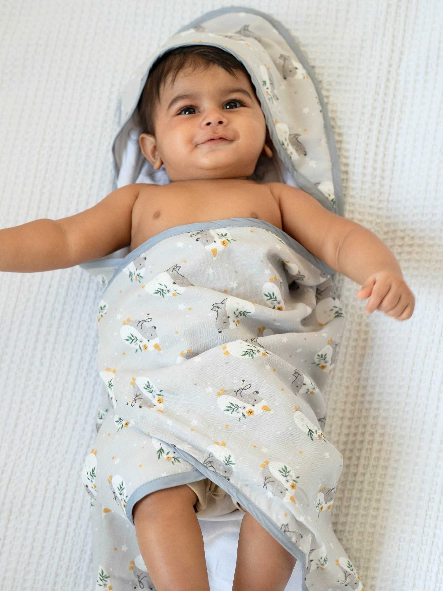 bamboo muslin + terry hooded towel - into the wild