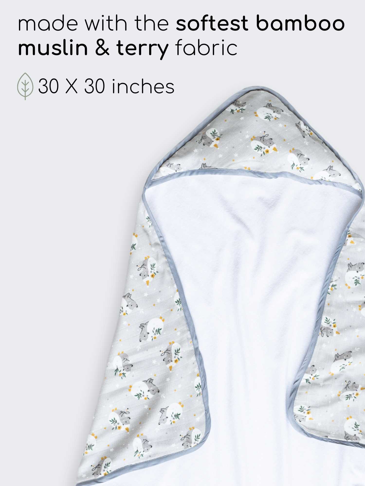 bamboo muslin + terry hooded towel - into the wild
