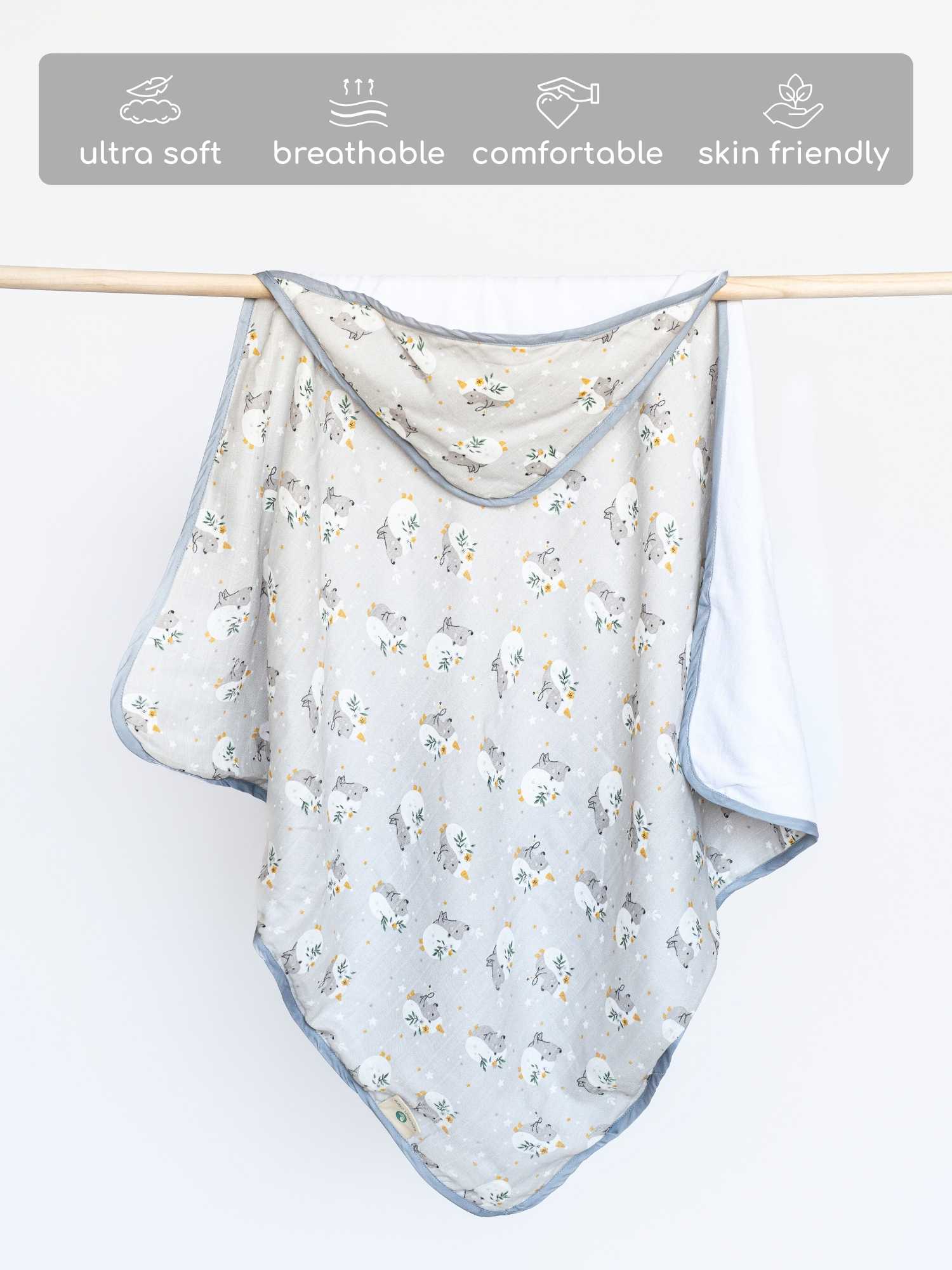 bamboo muslin + terry hooded towel - into the wild