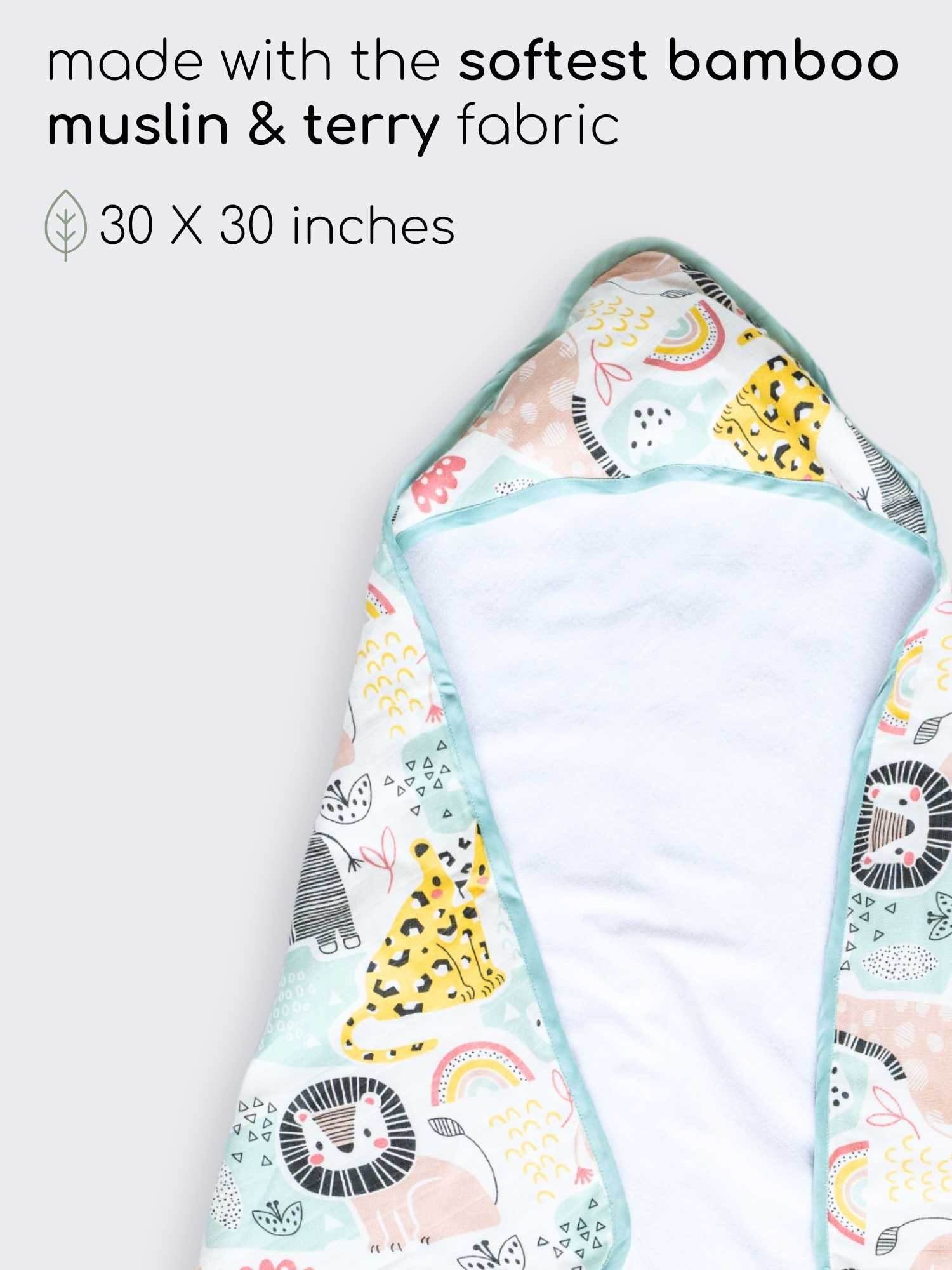 bamboo muslin + terry hooded towel - into the wild