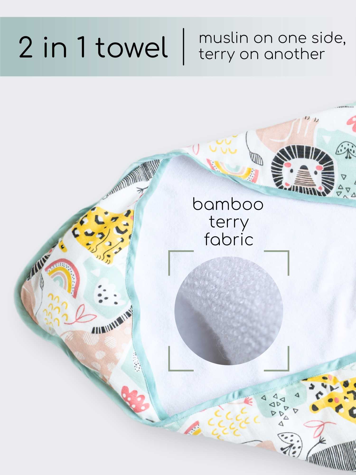 bamboo muslin + terry hooded towel - into the wild