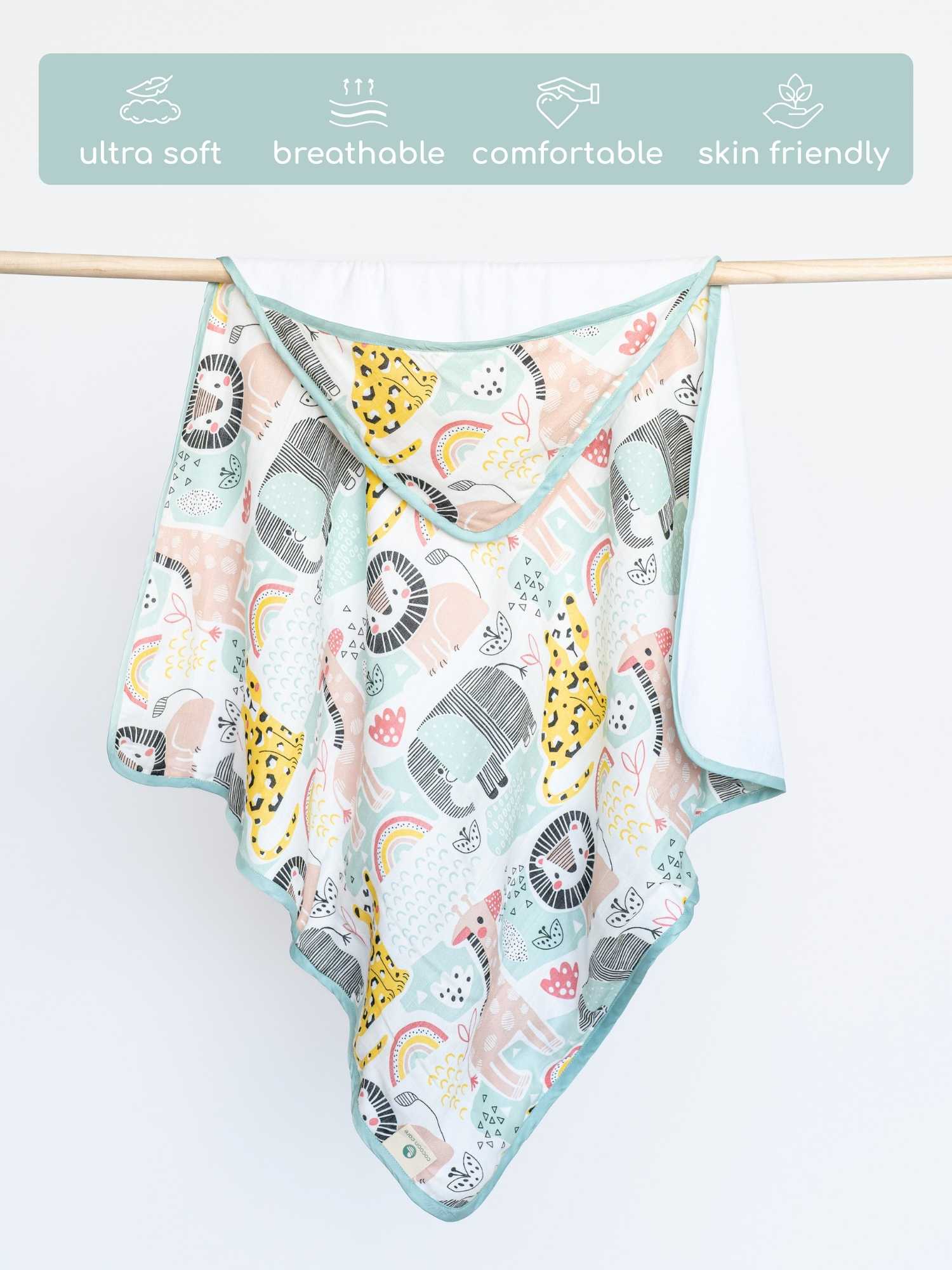 bamboo muslin + terry hooded towel - into the wild