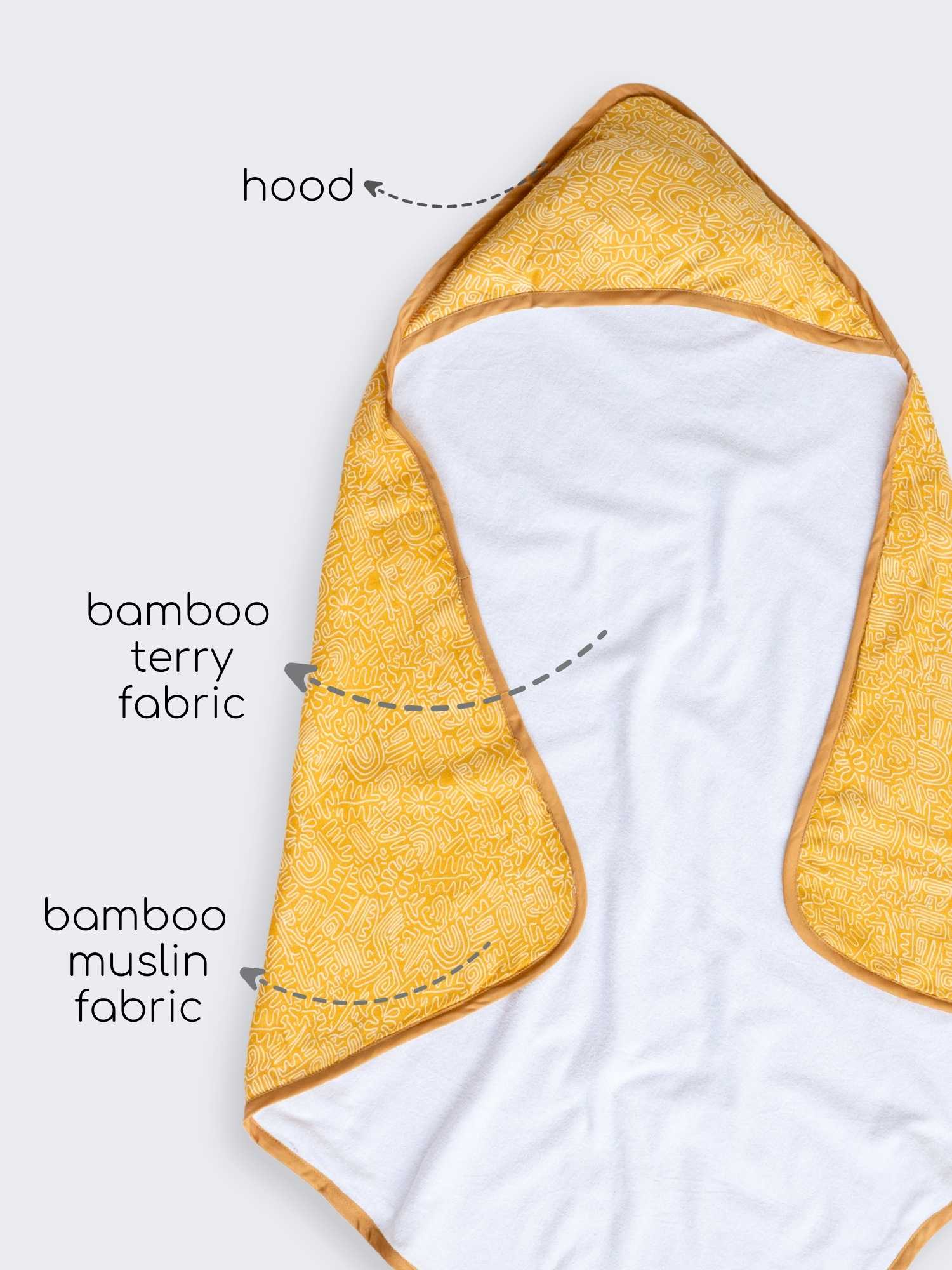 bamboo muslin + terry hooded towel - abstract world