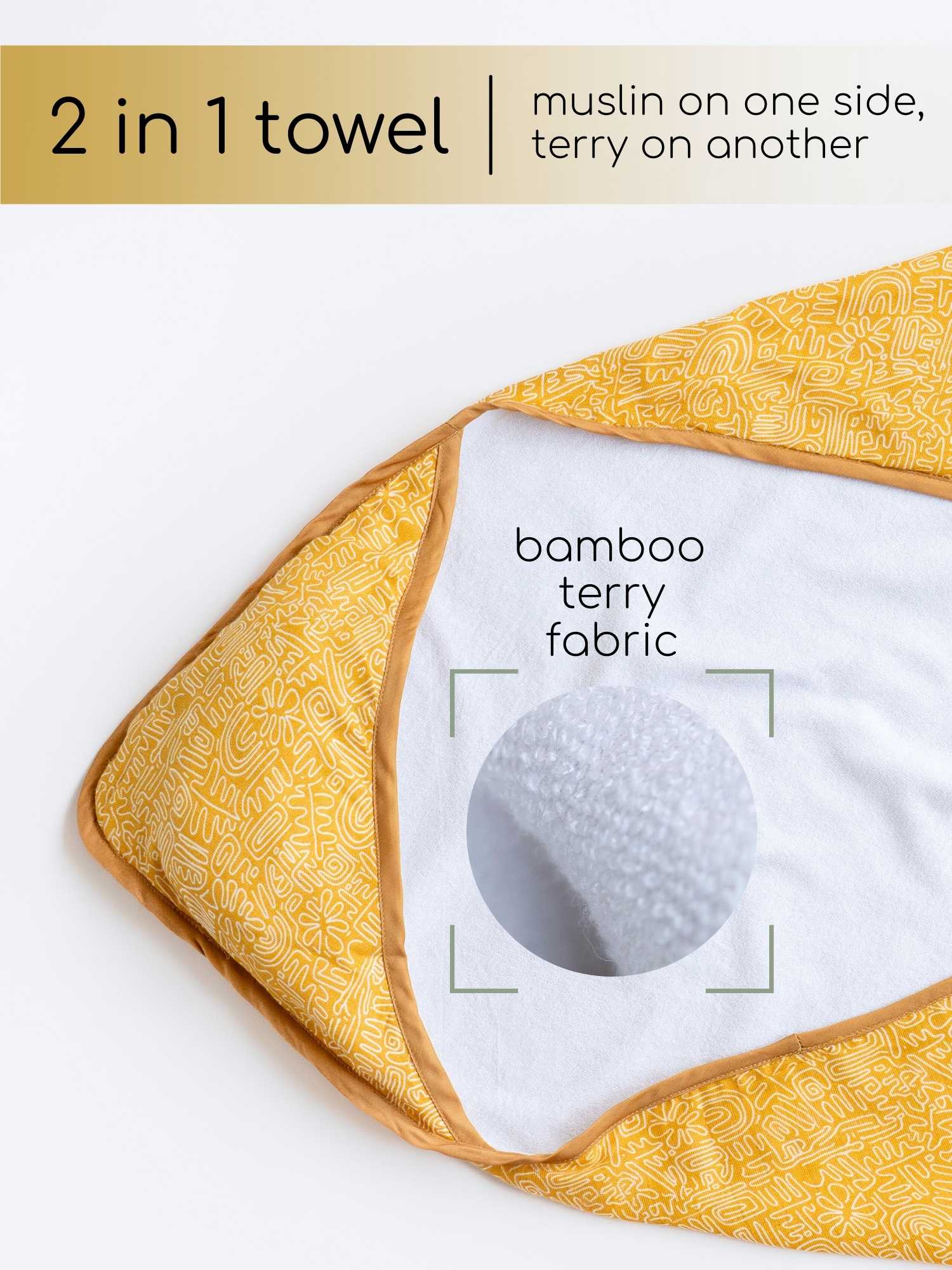 bamboo muslin + terry hooded towel - abstract world