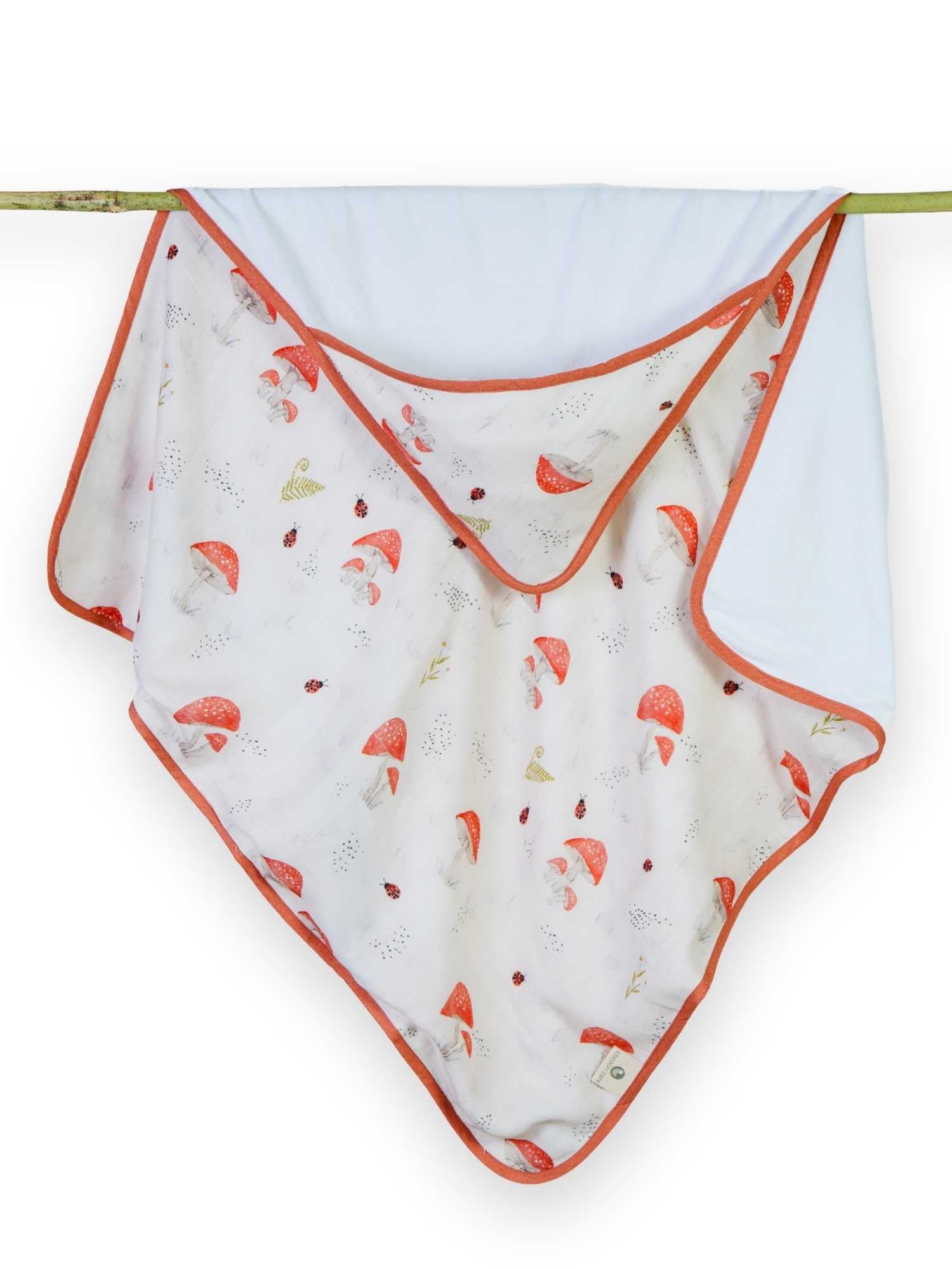 bamboo muslin + terry hooded towel - enchanted garden