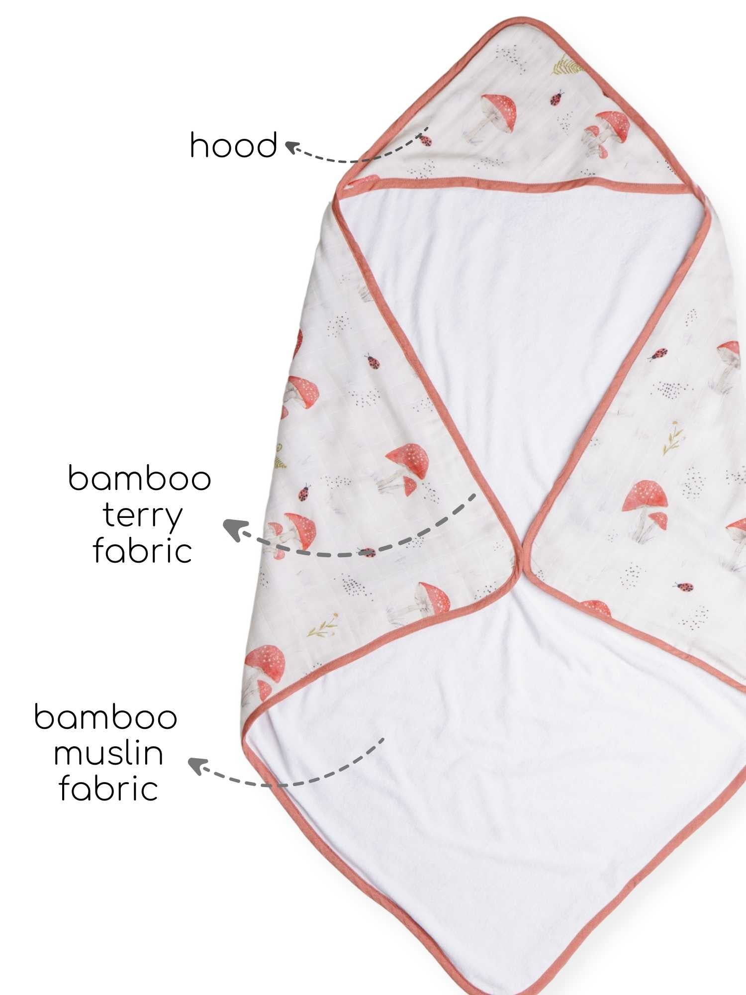 bamboo muslin + terry hooded towel - enchanted garden