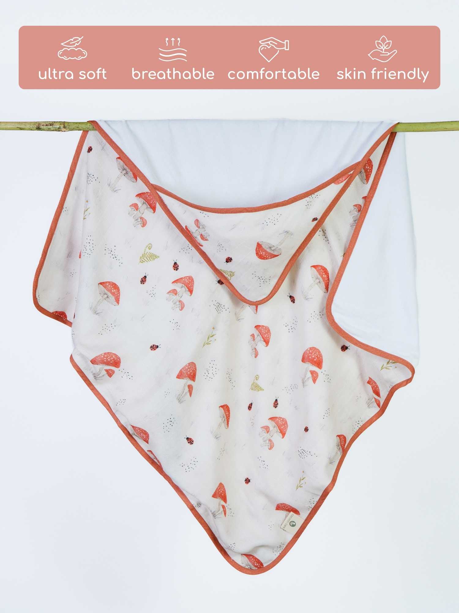 bamboo muslin + terry hooded towel - enchanted garden