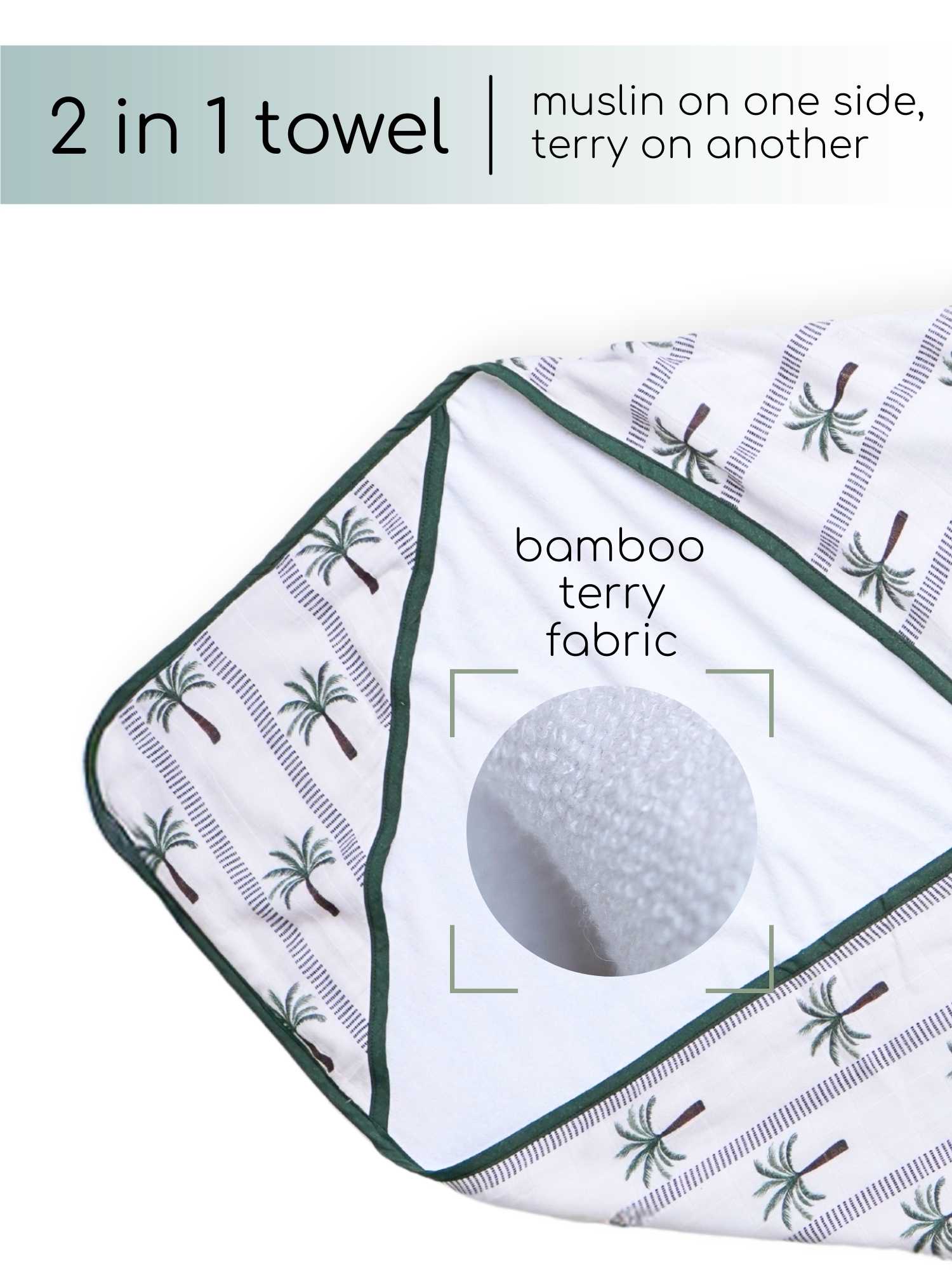 bamboo muslin + terry hooded towel - enchanted garden