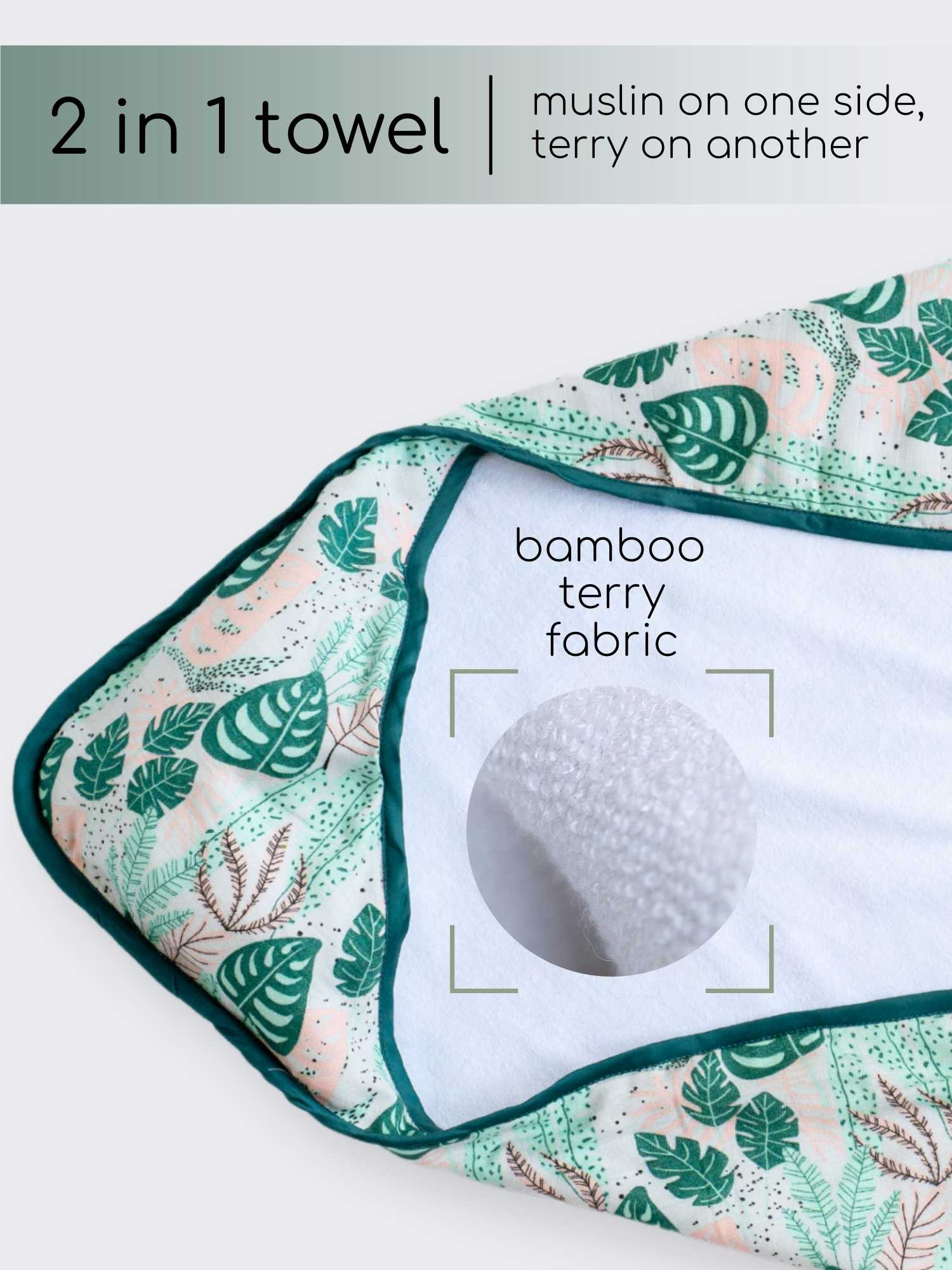 bamboo muslin + terry hooded towel - enchanted garden