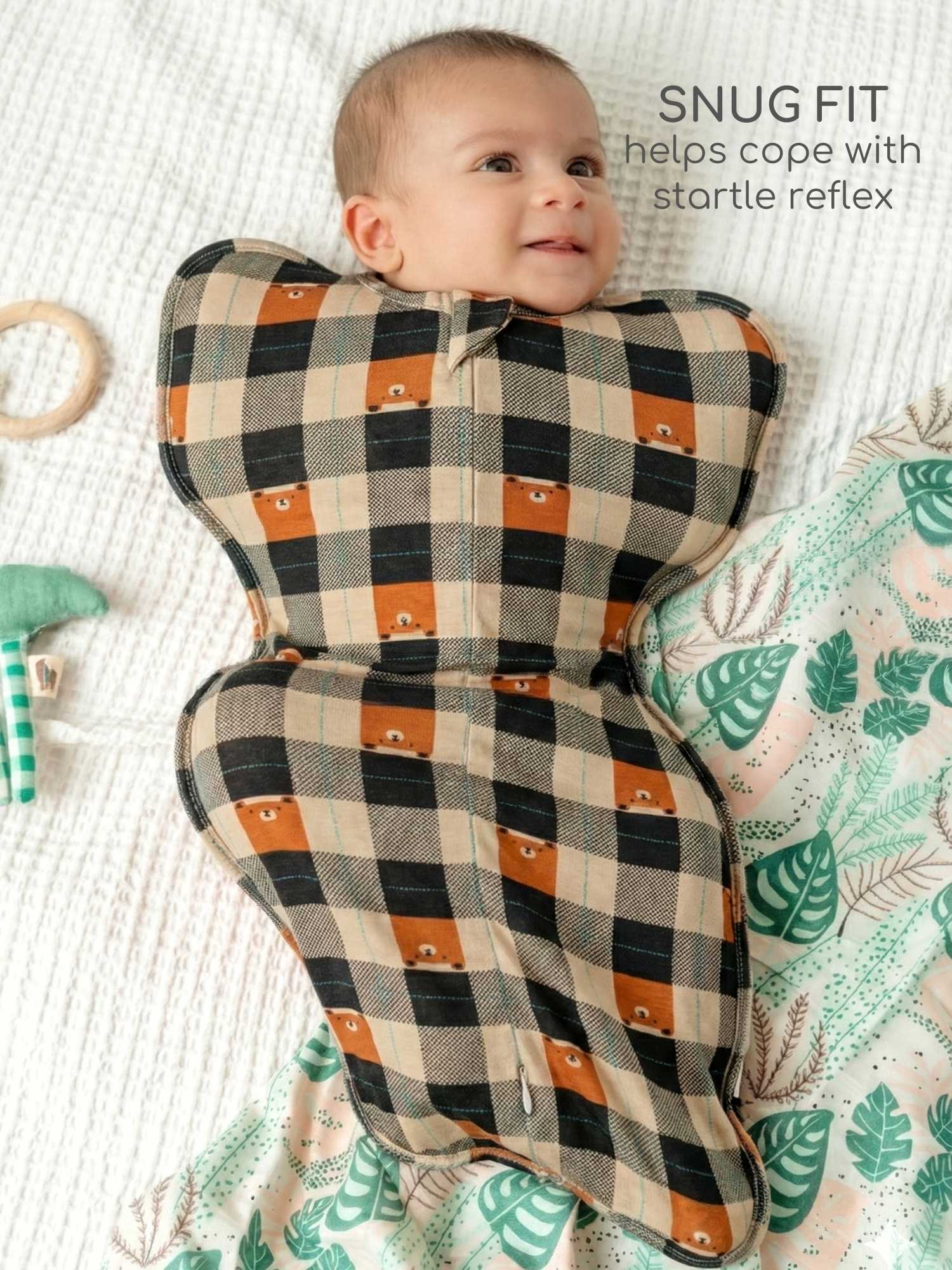 bamboo hands up swaddle pod for baby - prints