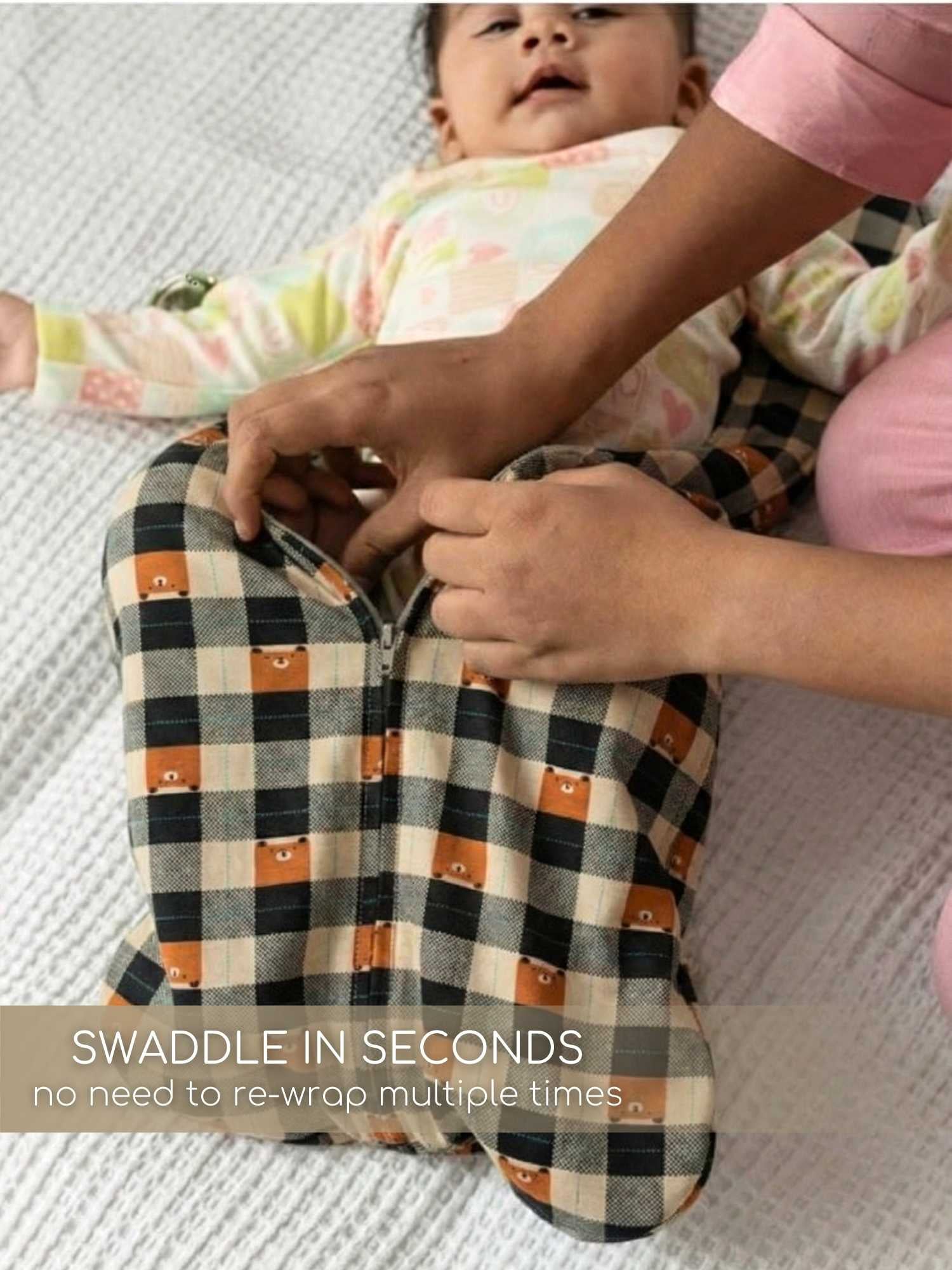 bamboo hands up swaddle pod for baby - prints