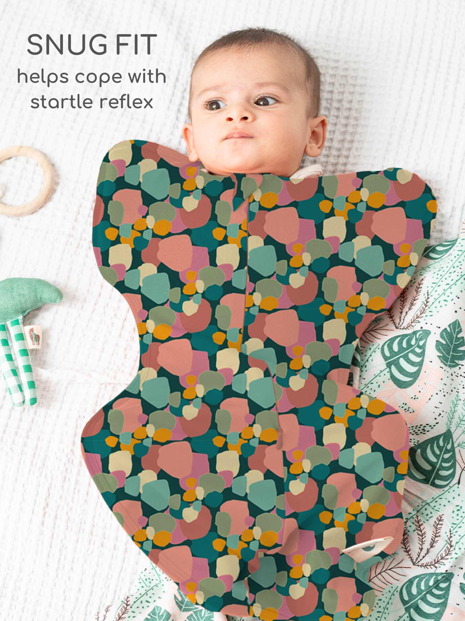 bamboo hands up swaddle pod for baby - prints