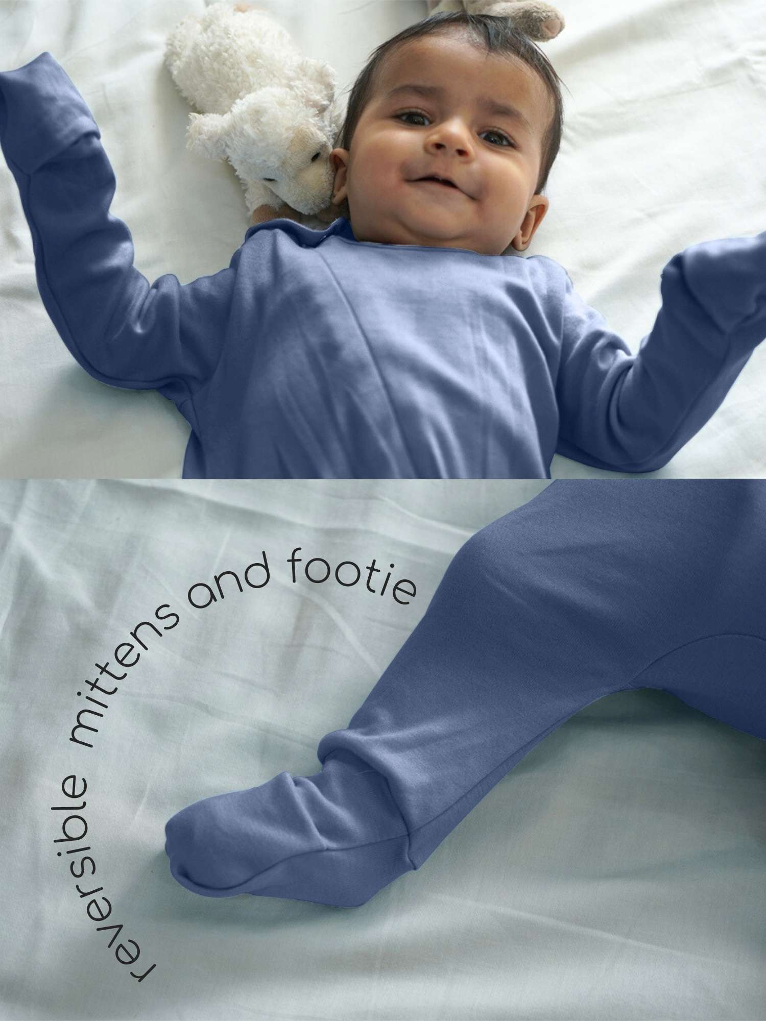 bamboo sleepsuit with reversible mittens & footie
