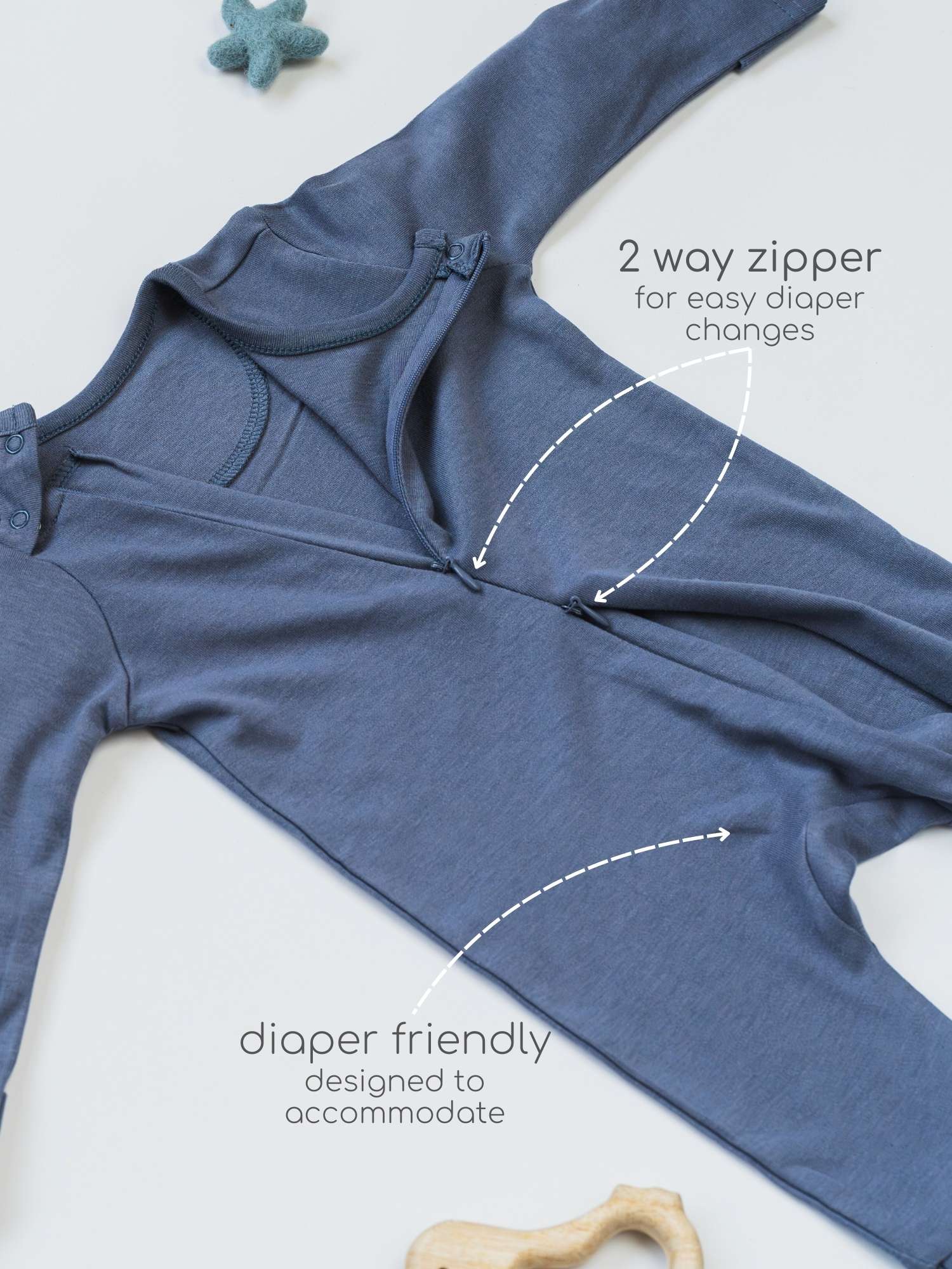 bamboo sleepsuit with reversible mittens & footie