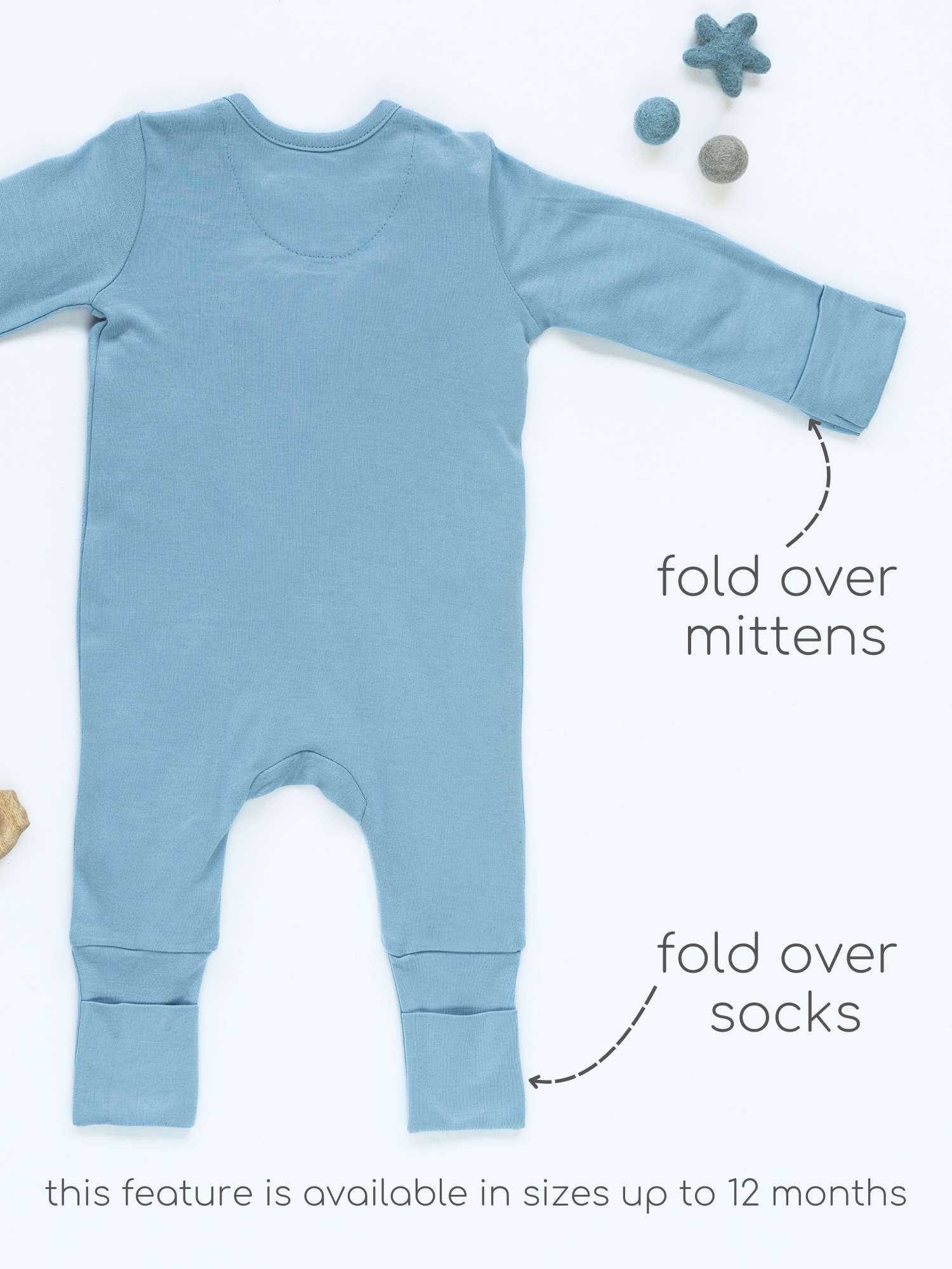 bamboo sleepsuit with reversible mittens & footie