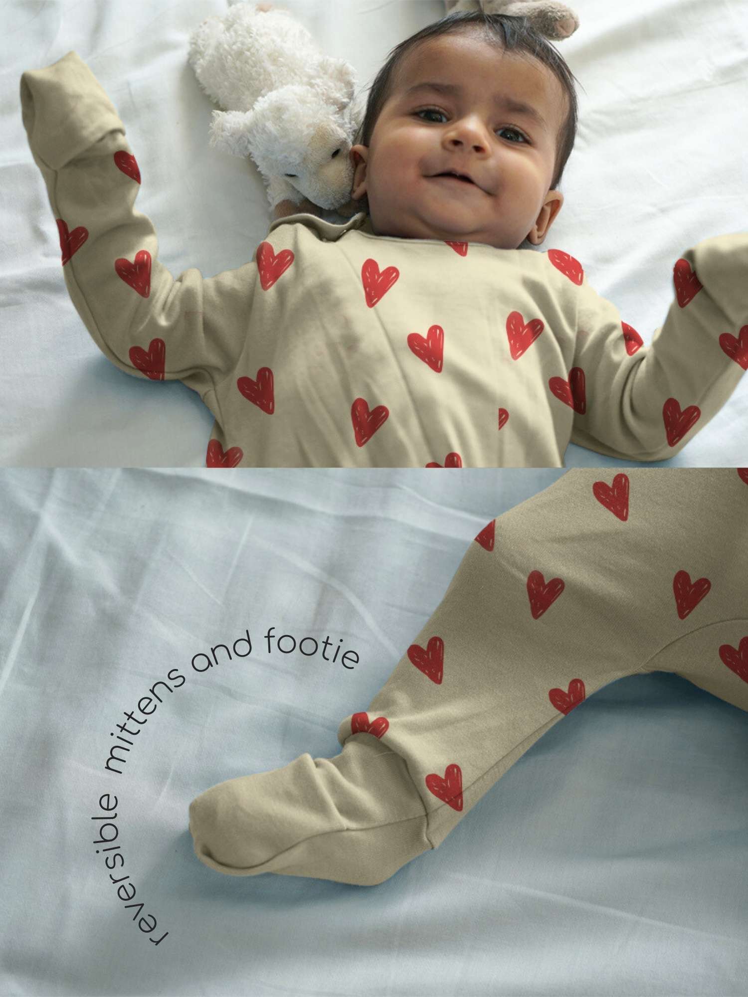 bamboo sleepsuit with reversible mittens & footie