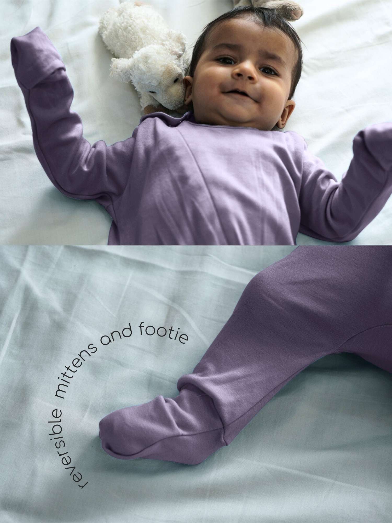 bamboo sleepsuit with reversible mittens & footie
