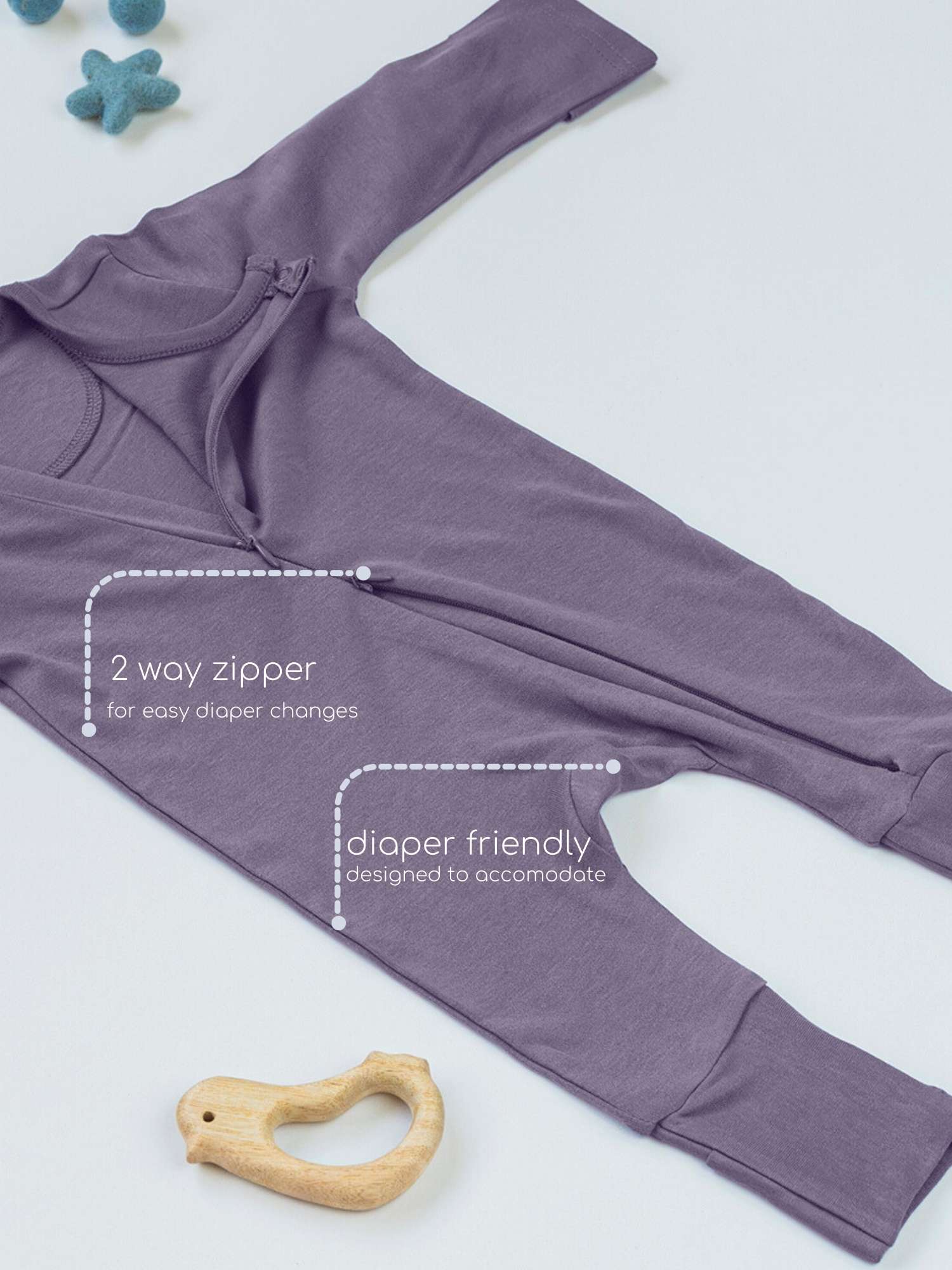 bamboo sleepsuit with reversible mittens & footie