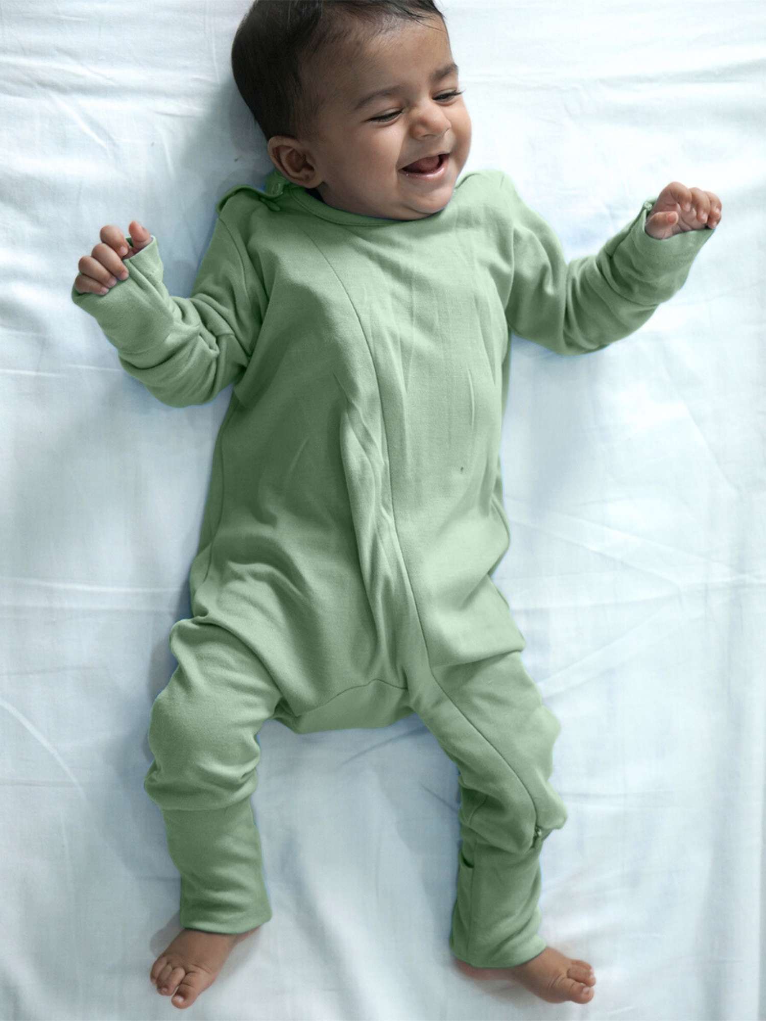 bamboo sleepsuit with reversible mittens & footie