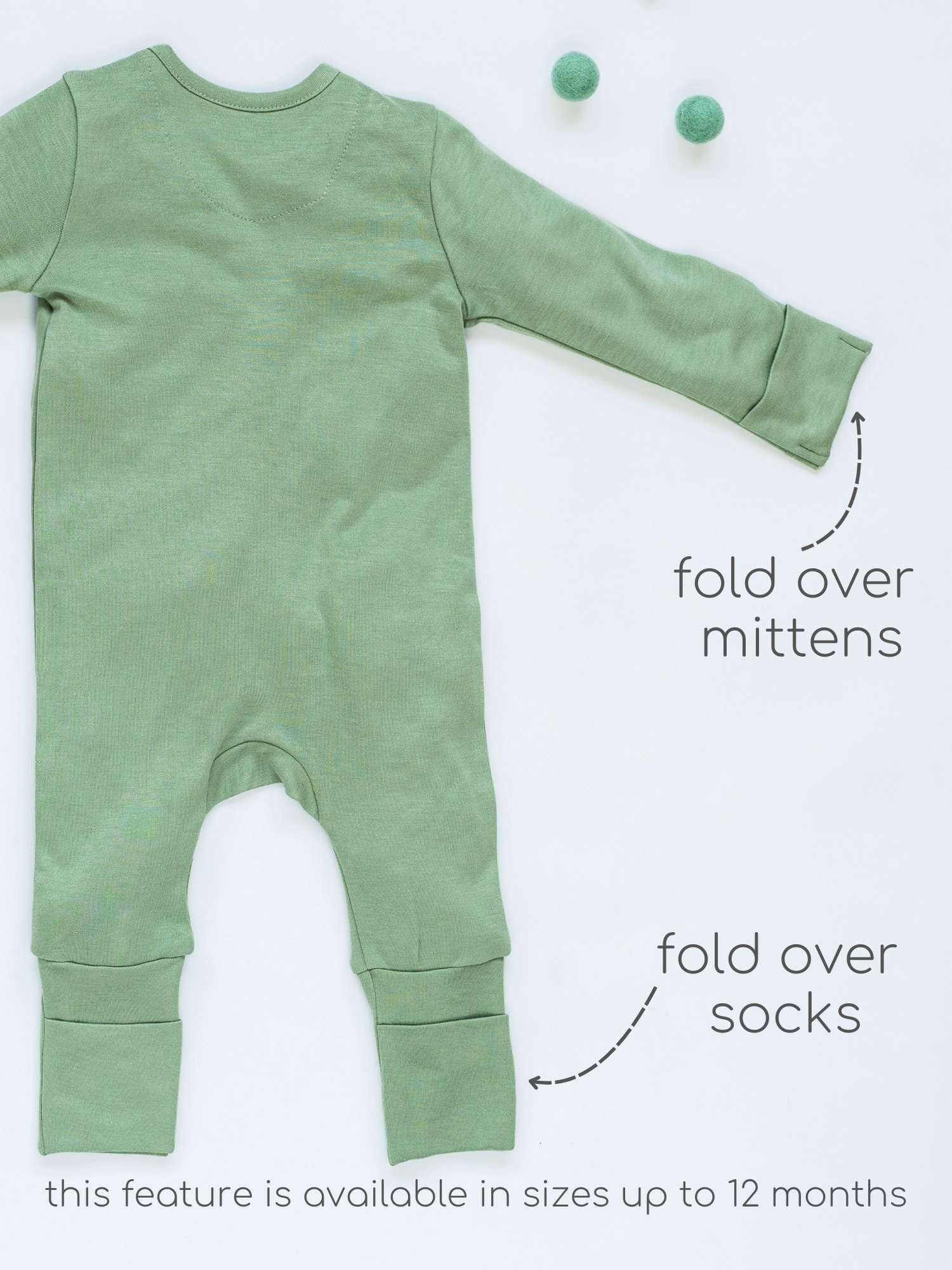 bamboo sleepsuit with reversible mittens & footie