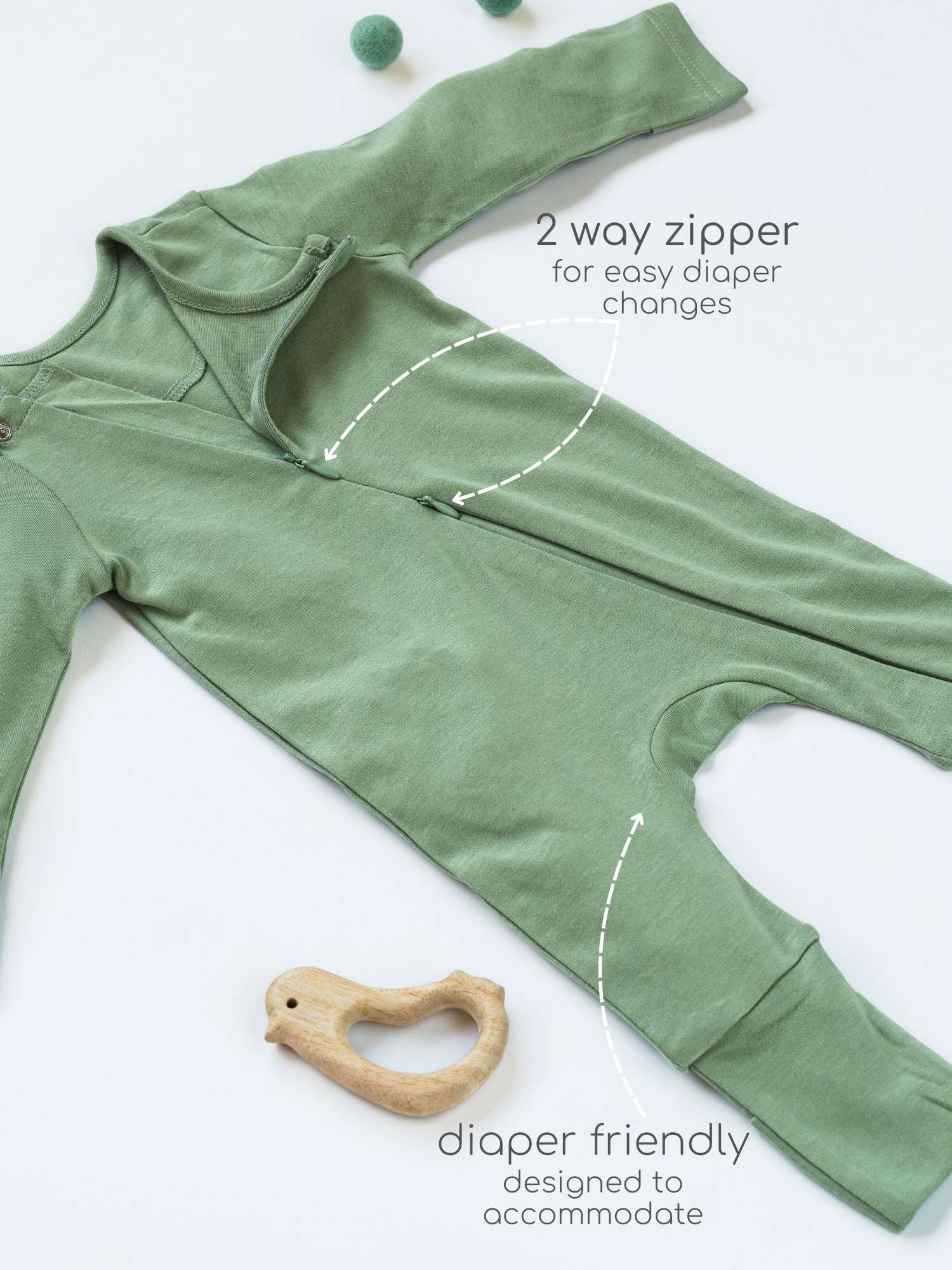 bamboo sleepsuit with reversible mittens & footie