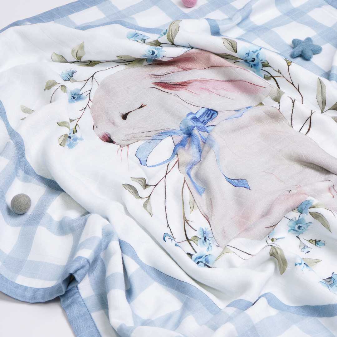 bamboo muslin baby blanket - placement print