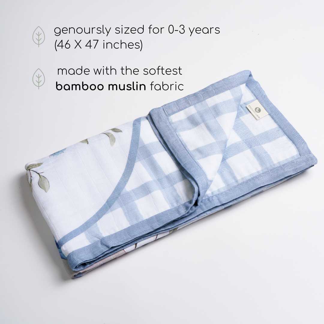 bamboo muslin baby blanket - placement print