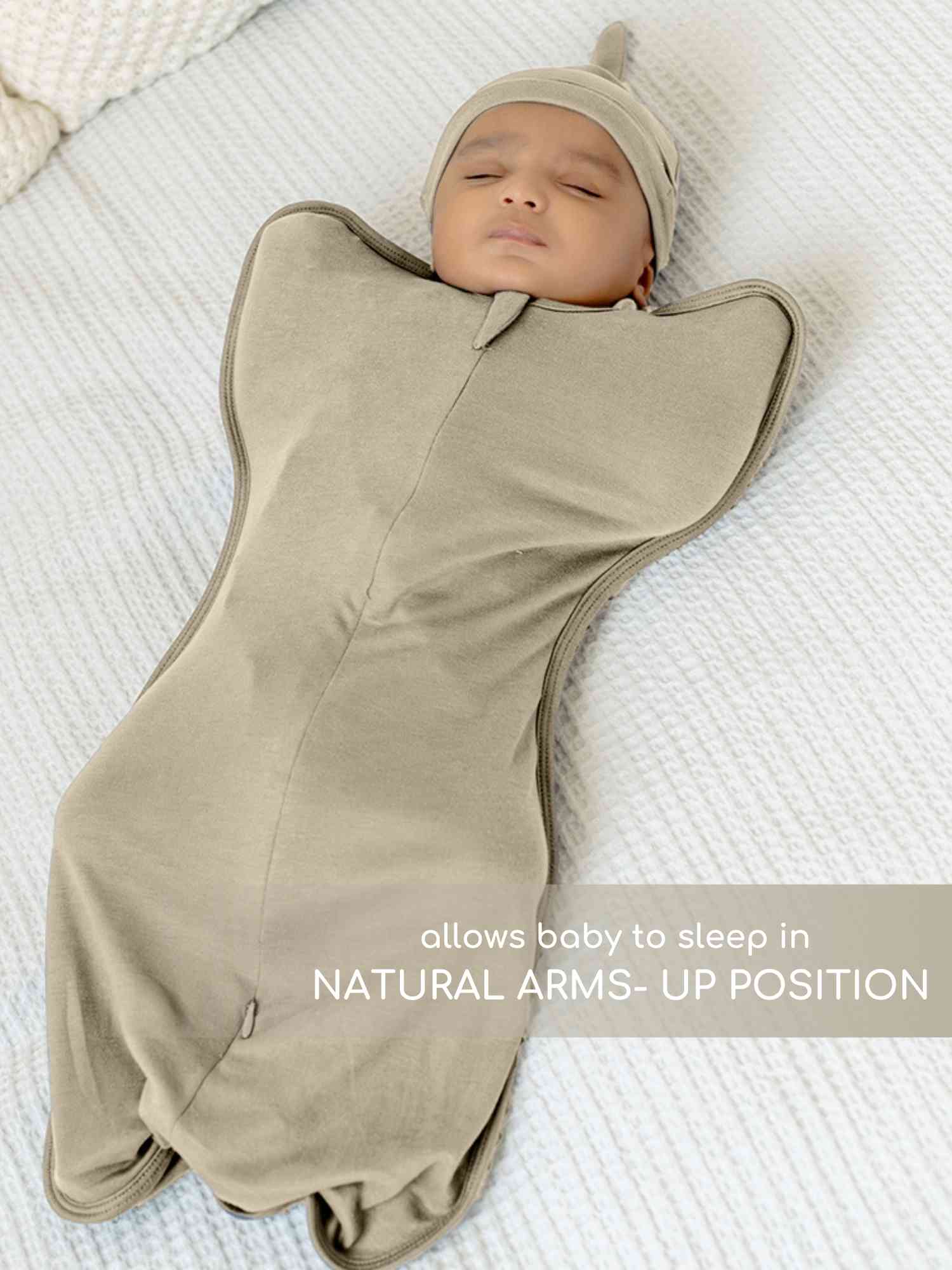 bamboo hands up swaddle pod for baby - solid colours